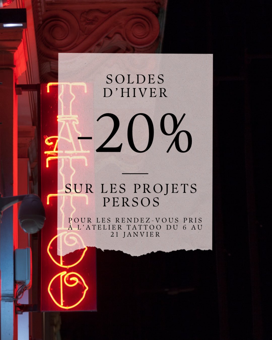 C&rsquo;est les soldes &agrave; l&rsquo;Atelier Tattoo ! 

Parce qu&rsquo;on pense qu&rsquo;il est important de pouvoir s&rsquo;exprimer et s&rsquo;approprier son corps on vous propose deux offres :
.
✨ Tous nos flash sont &agrave; -30% jusqu&rsquo;a