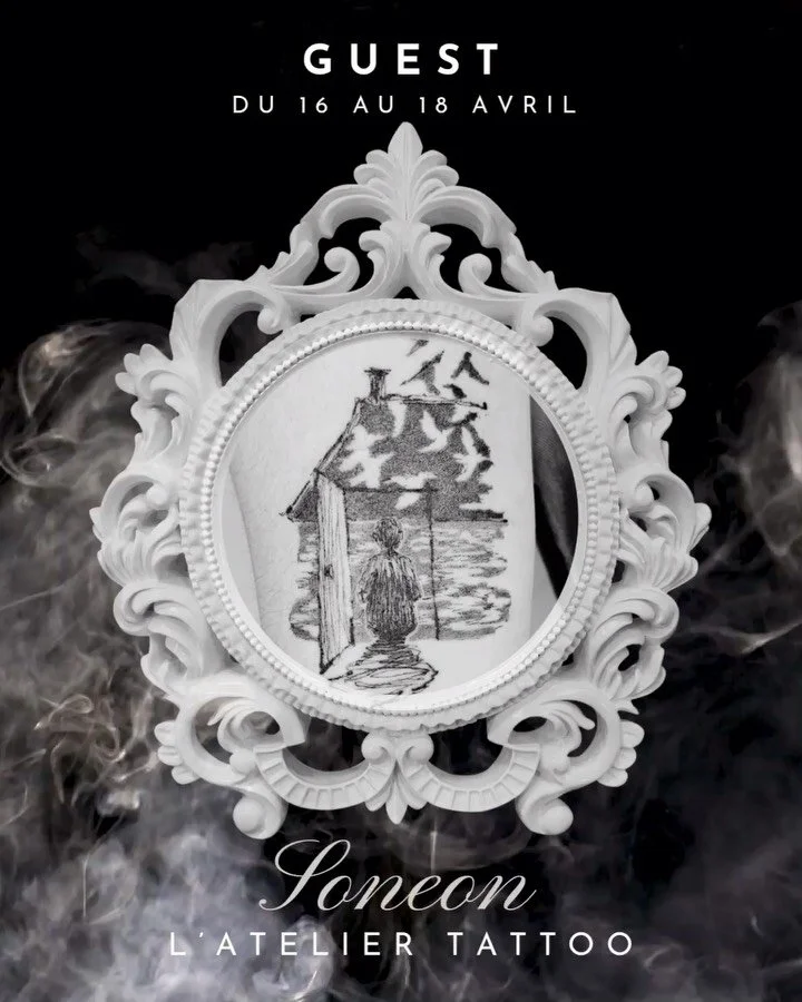 ❖ GUEST ARTIST &mdash; SONEON ❖

Du 16 au 18 avril @soneon_tattoo sera &agrave; l&rsquo; @atelier.tattoo 

Un univers brut et instinctif, &agrave; la fronti&egrave;re du dessin et du geste.
Des lignes vibrantes, presque griff&eacute;es, qui donnent v