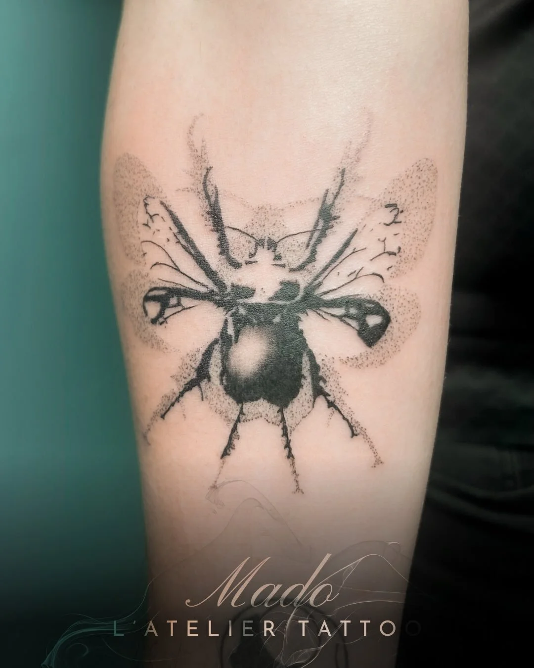 ❖ Scarab&eacute;e 🪲 

Flash r&eacute;alis&eacute; par @madonyourskin 

❖ De l&rsquo;id&eacute;e &agrave; la peau ❖
L&rsquo; @atelier.tattoo 

@probodysupply 
@caenjaimemapeau 

#beetletattoo #flashtattoos #dotworktattoos #lyontattoo