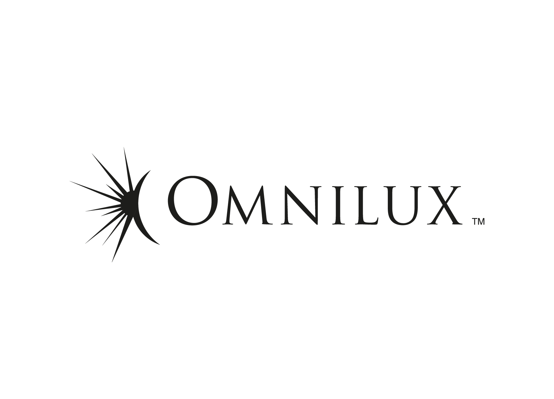 Black background with a starburst design and the word "OMNILUX" in uppercase letters, with "TM" symbol.