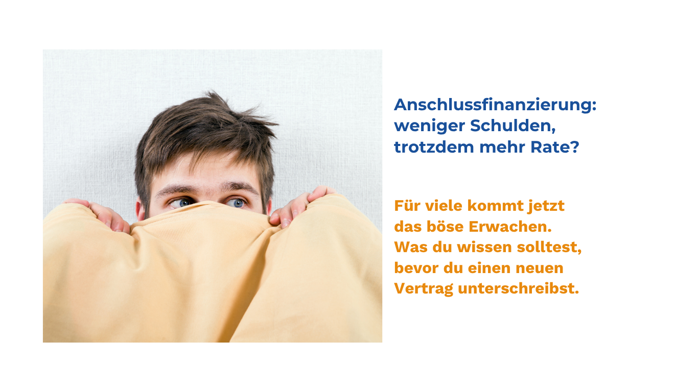 Mann zieht sich die Bettdecke bis unter die Augen – Symbolbild Anschlussfinanzierung: weniger Restschuld, trotzdem höhere Rate