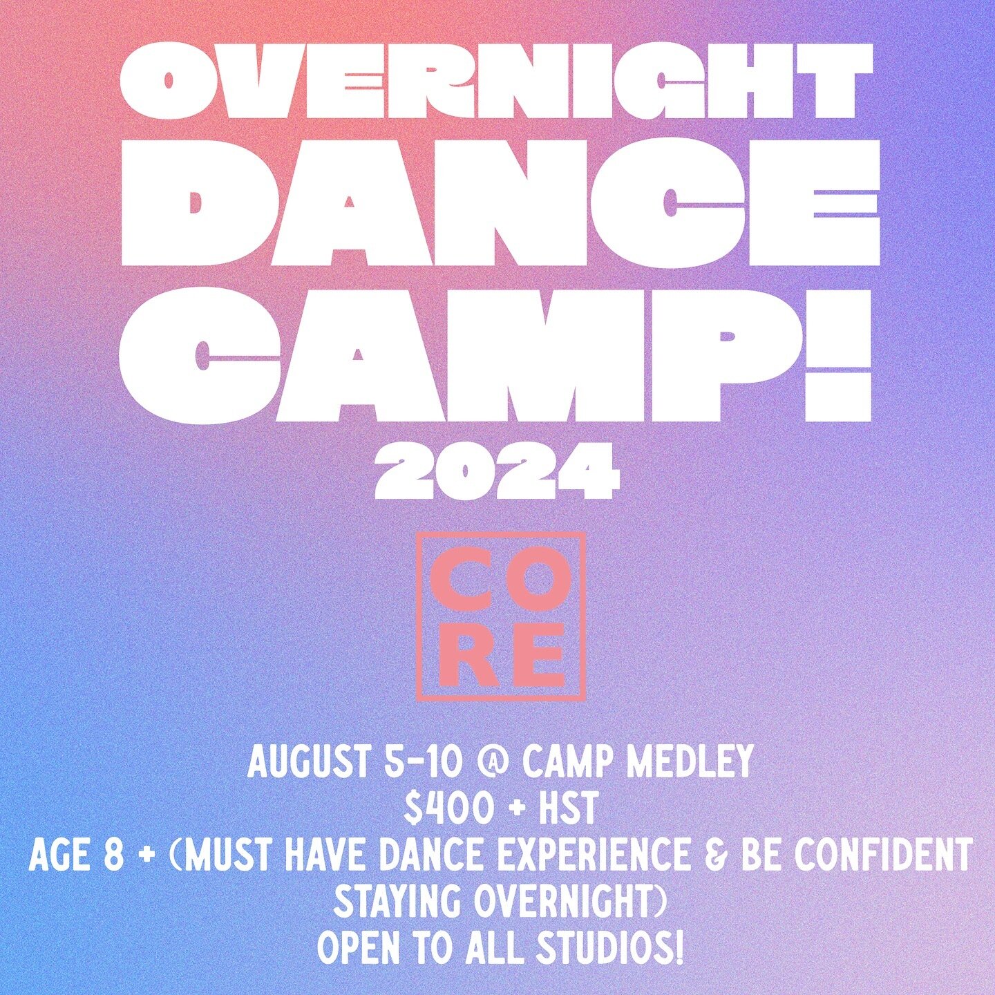 Who&rsquo;s ready for a week of dance, summer fun, &amp; new friends!? We are so excited for another year of overnight dance camp coming up August 2024 🙌🏻 Our overnight dance camp is a week full of daily dance classes, cabin challenges &amp; games,