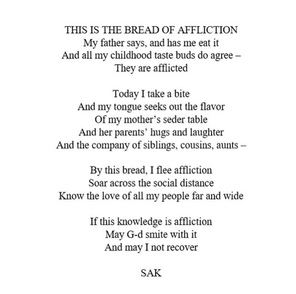 This year, I am fortunate to be spending Passover with my family - but I still love this poem from a couple years ago. Chag Pesach Sameach! #writersofinstagram #poetry #passover #pesach #judaism #jewish #jewsofinstagram #jewishfood #matzah