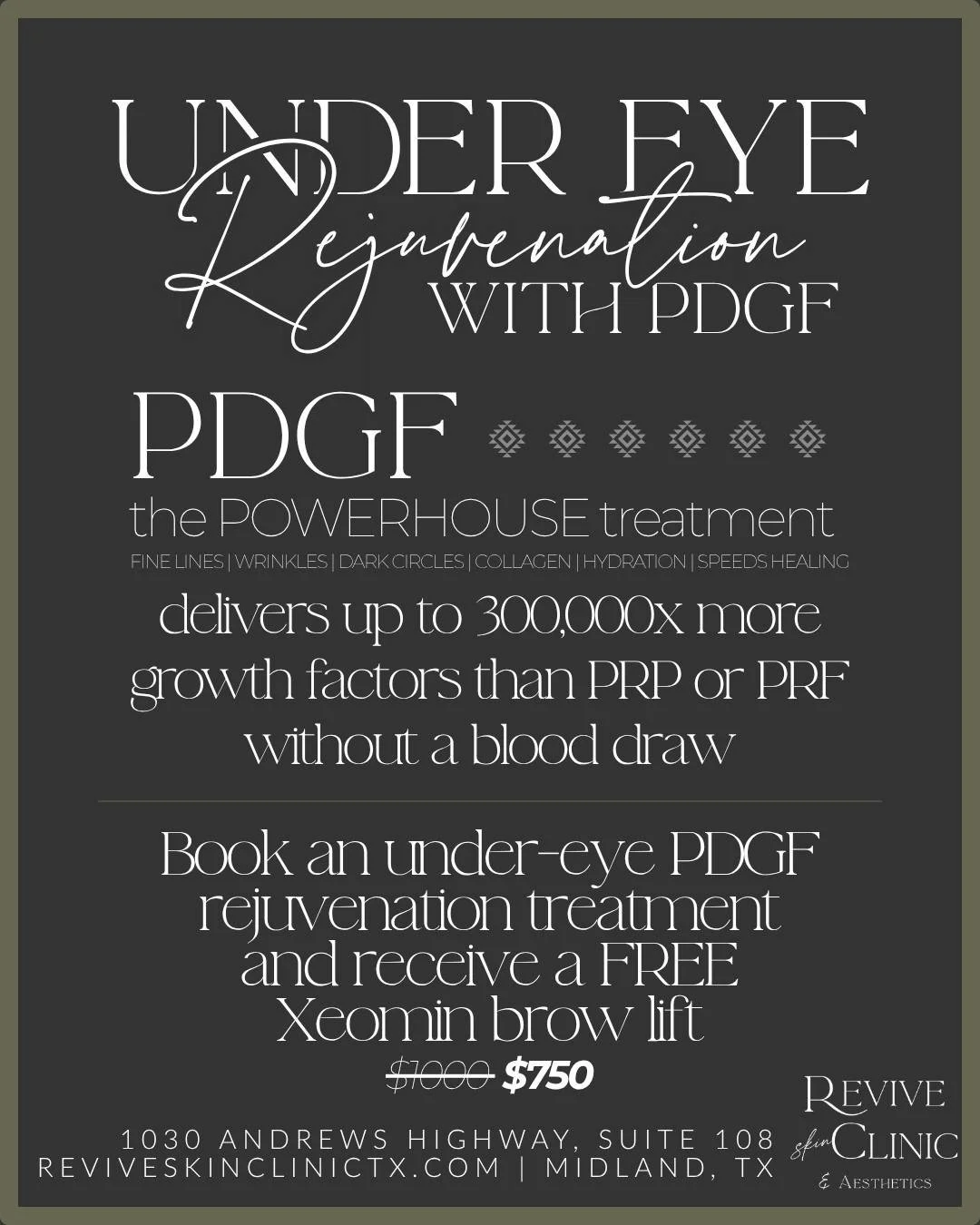 The POWERHOUSE Treatment has entered the chat 💬‼️🔥

PDGF delivers up to 300,000x *MORE* growth factors than PRP, PRF, or exosomes! And did we mention that those bonuses come WITHOUT a blood draw! 

This treatment helps reduce dark circles, smooth f
