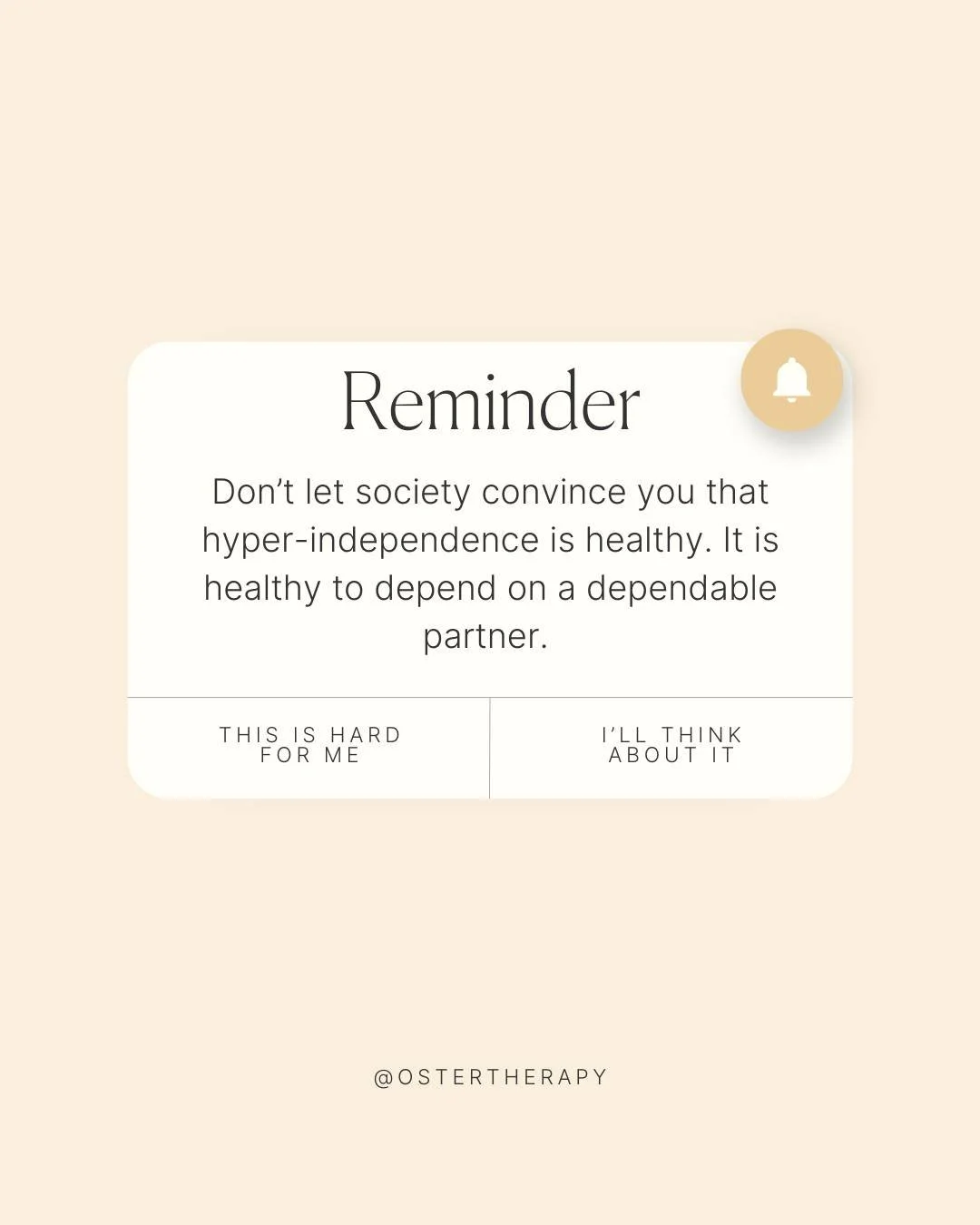 Hyper-independence often comes from a place of hurt, not true strength. It&rsquo;s healthy to rely on someone who shows up with consistency and care. You deserve support, connection, and love that feels safe.