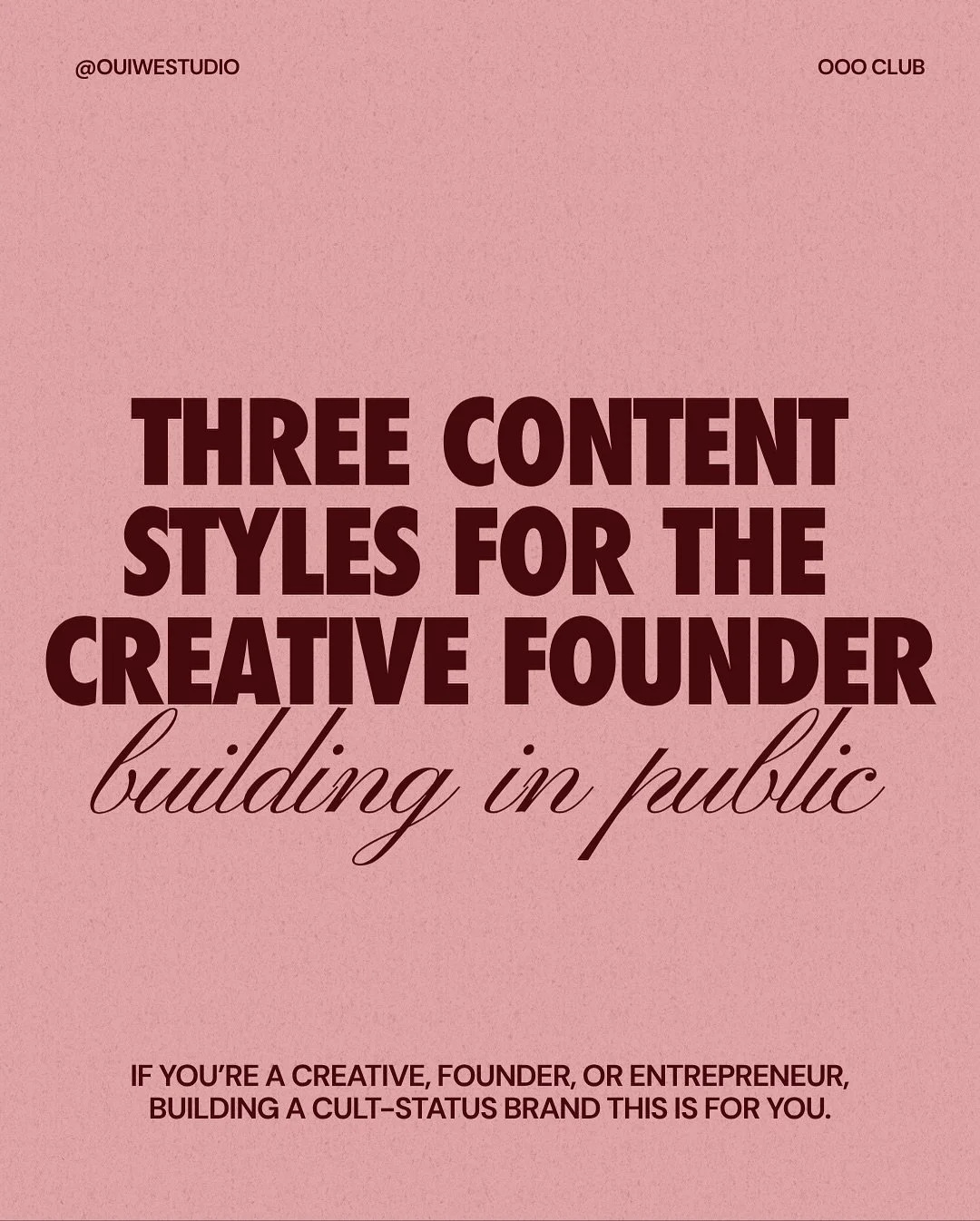3 posts.
1 BIG DEAL RESULT. 

Your content doesn&rsquo;t need to do everything.

It just needs to do these three things, again and again, until everyone feels it.

For 7 days inside of the OOO Club we&rsquo;re working on mastering these 3 posts. Join