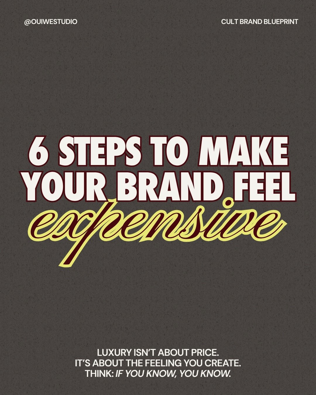 6 steps to make your brand feel seriously luxe. ✨
ICYMI, you can catch the replay of the Cult Brand Blueprint workshop, follow + comment &ldquo;EXPENSIVE&rdquo; and we&rsquo;ll send you the link.