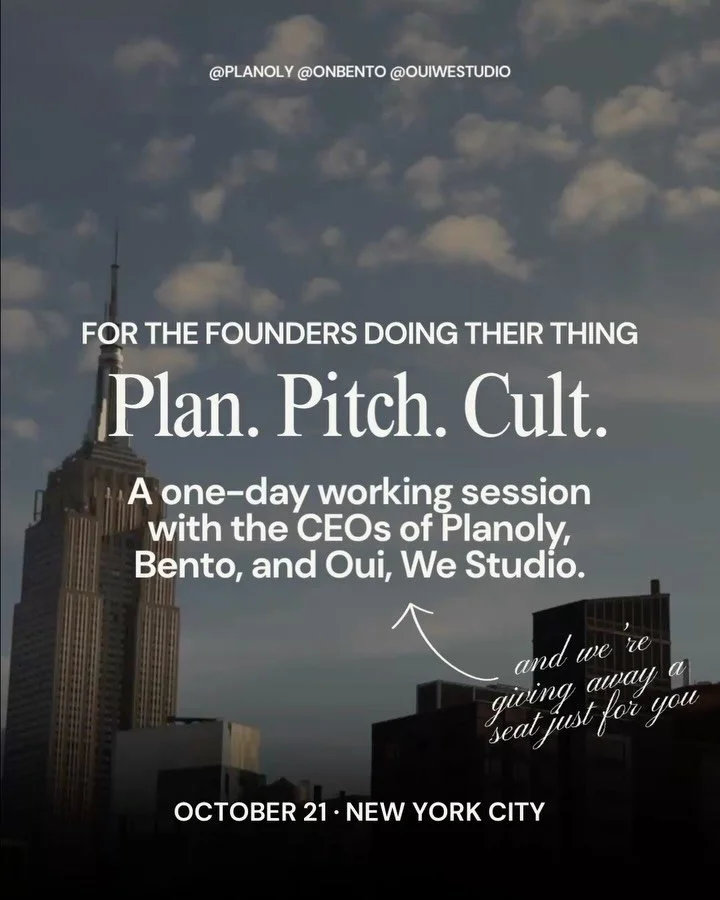 We&rsquo;re teaming up for one very productive Wednesday, October 21 in Tribeca, and giving away 5 tickets to come work with us.

Planoly owns planning your content. Bento owns getting you paid by brands. Oui, We Studio owns building brands people ge