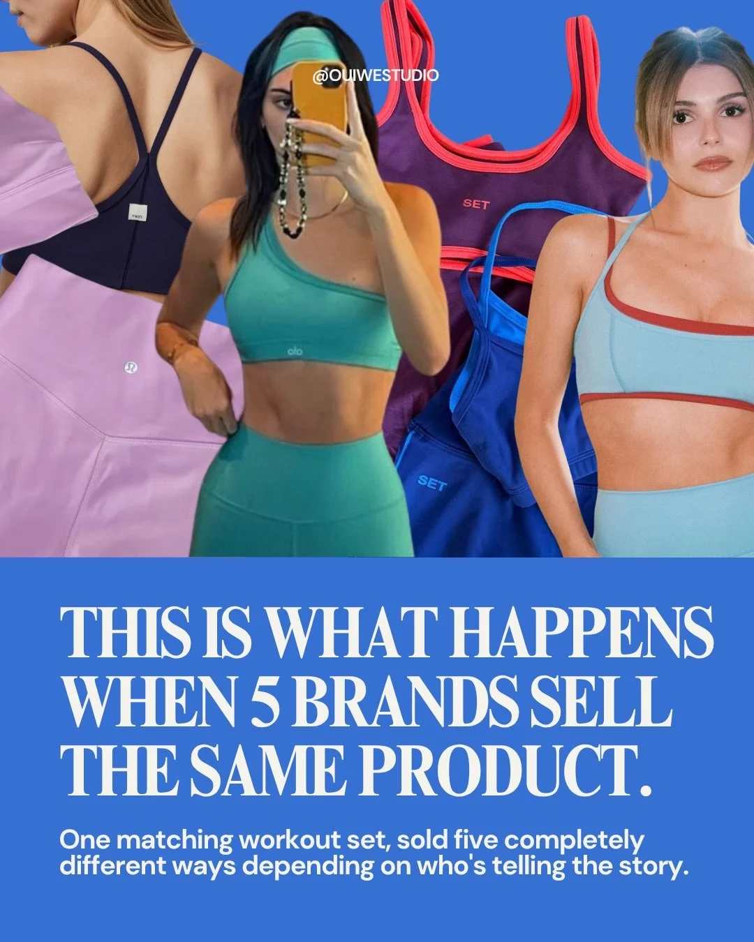 Every matching workout set is basically the same thing: nylon or polyester, some spandex, a sports bra and leggings in the same color range.

Hundreds of brands sell some version of it, at wildly different prices. The fabric shifts a bit, but the bra