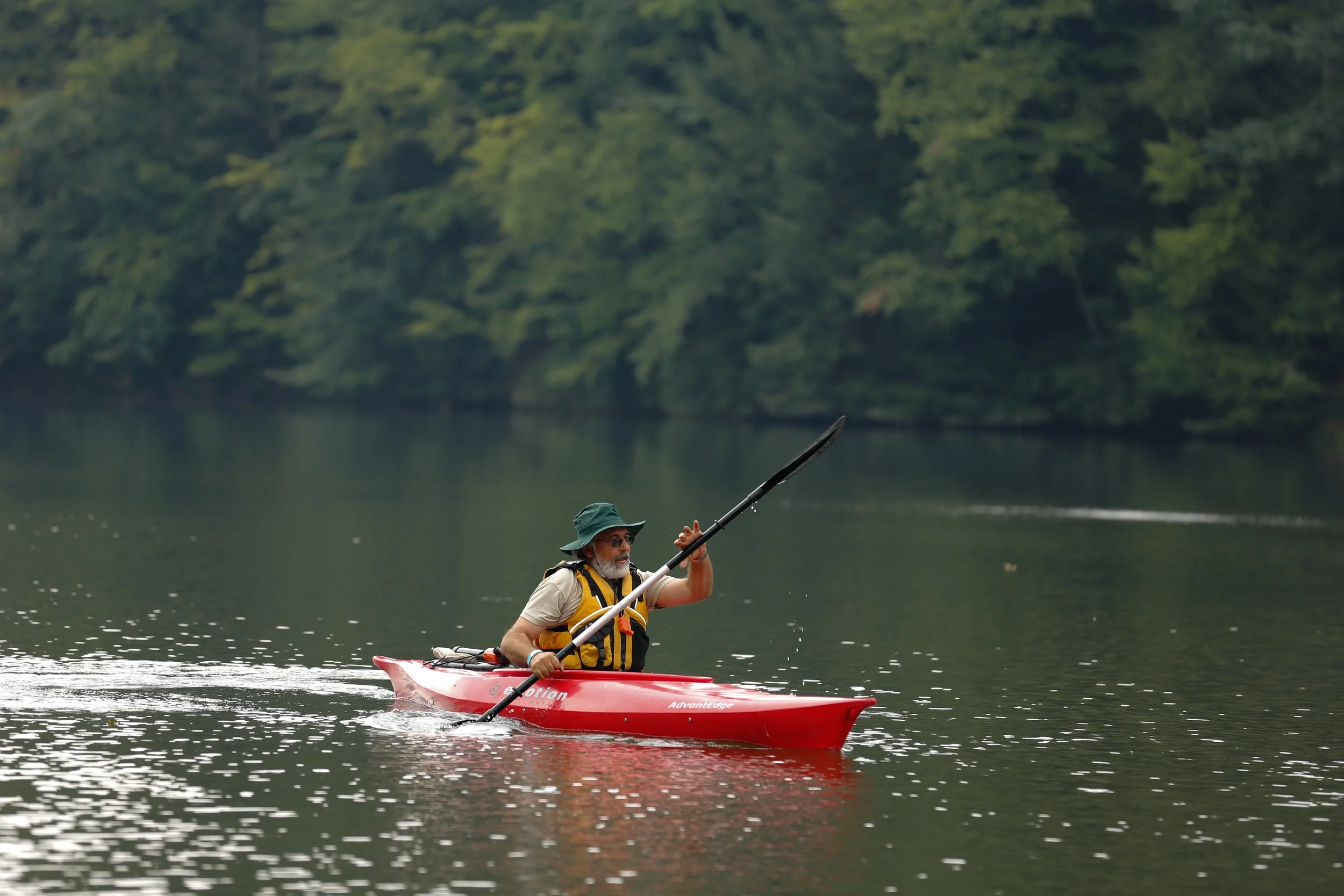 kayaking on a lake