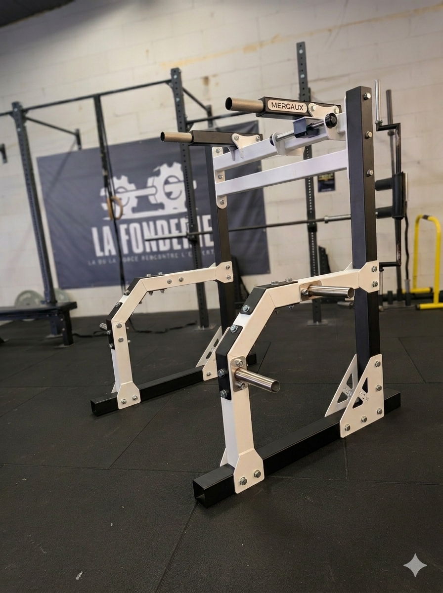 Mergaux adjustable width dip station for streetlifting competition