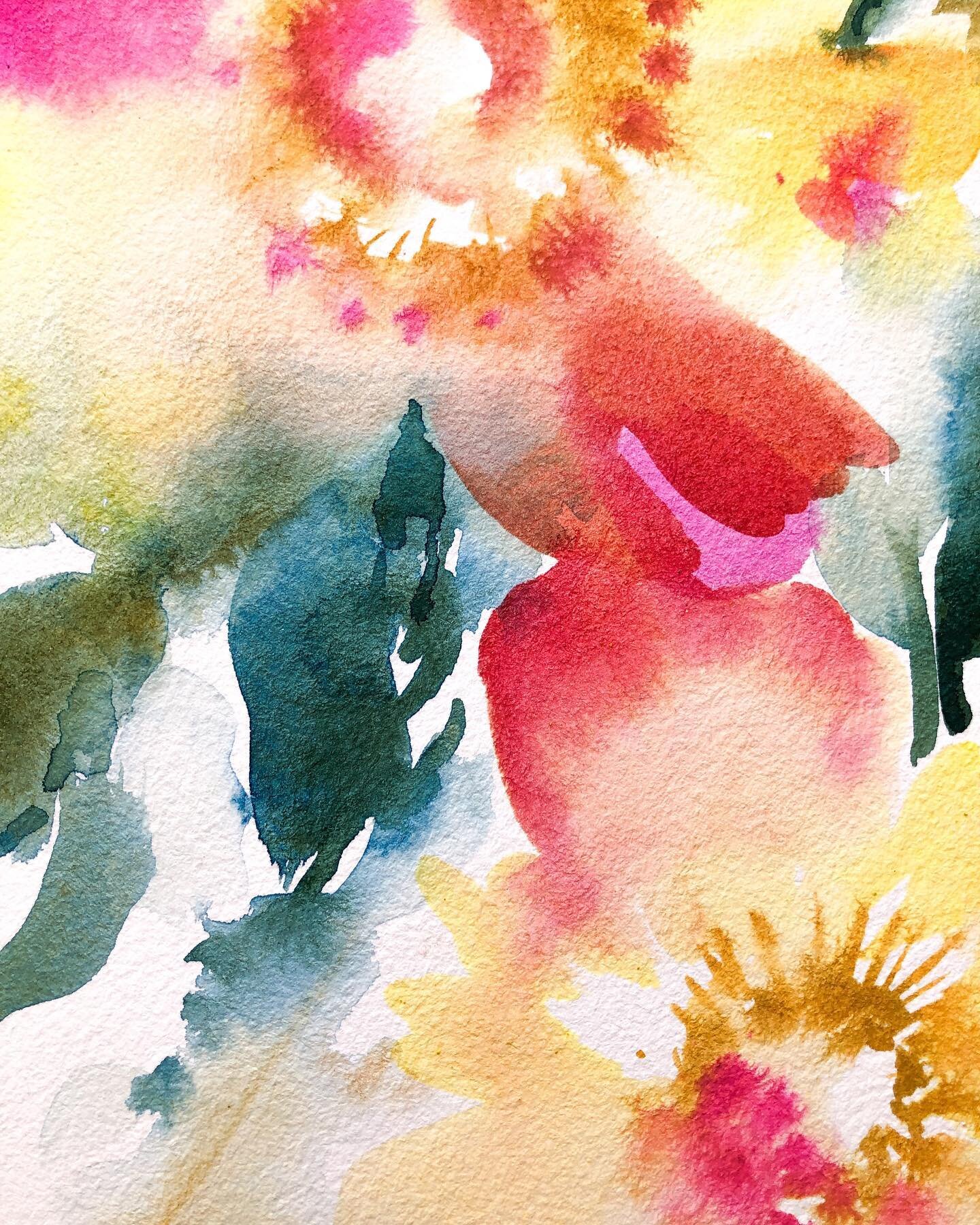 Painting close ups&hellip;.I&rsquo;ve been trying @baohongpapers.id cold pressed watercolour paper and liking it very much. This paper absorbs a lot so the colours bleed heavily when used with a lot of water but it works well for this kind of style o