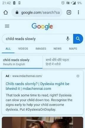 Search ads raised awareness about the signs of dyslexia.
