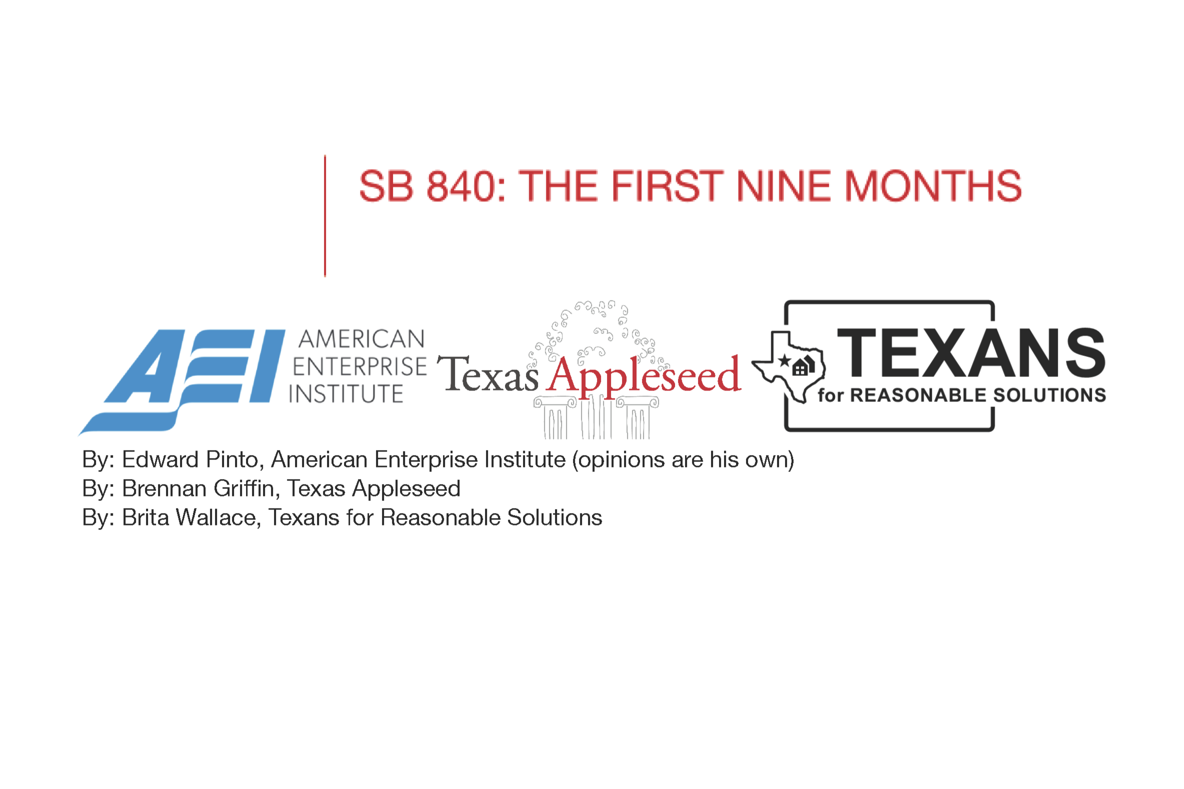 Cover page of the SB 840: The First Nine Months report.