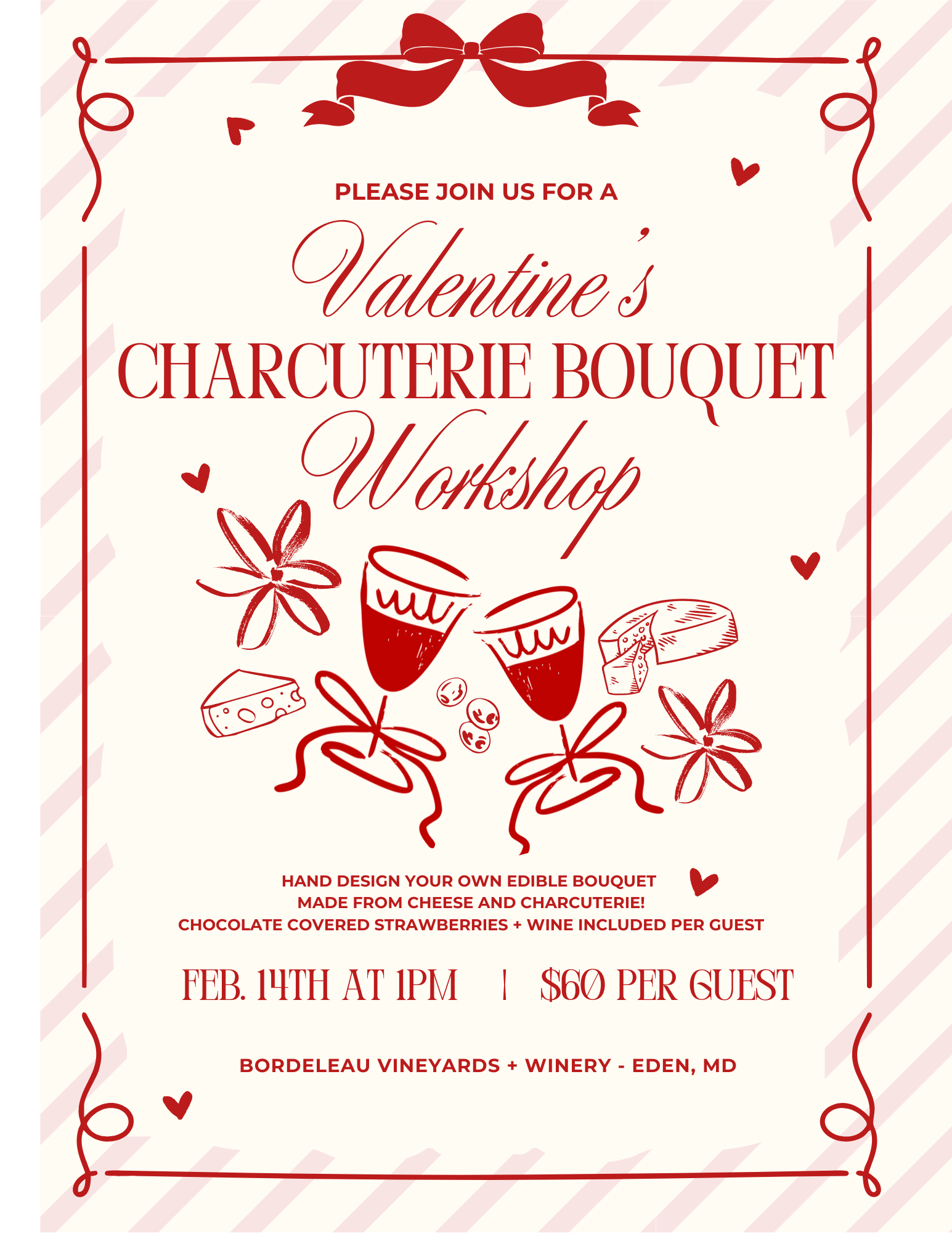 Valentines Day Cheese + Charcuterie Bouquet Workshop