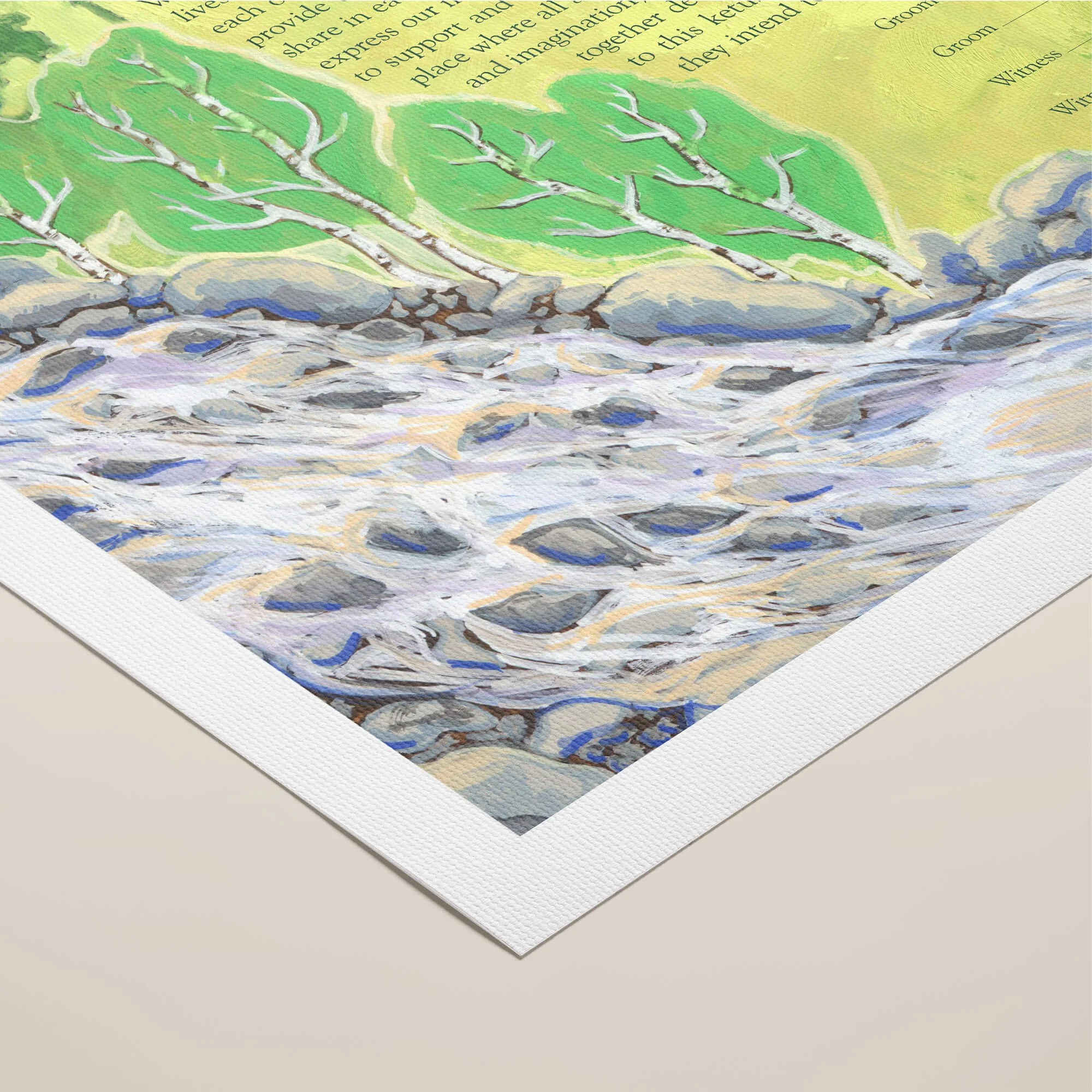 9 A mountain meadow ketubah portrait rolled canvas closeup 1.jpg