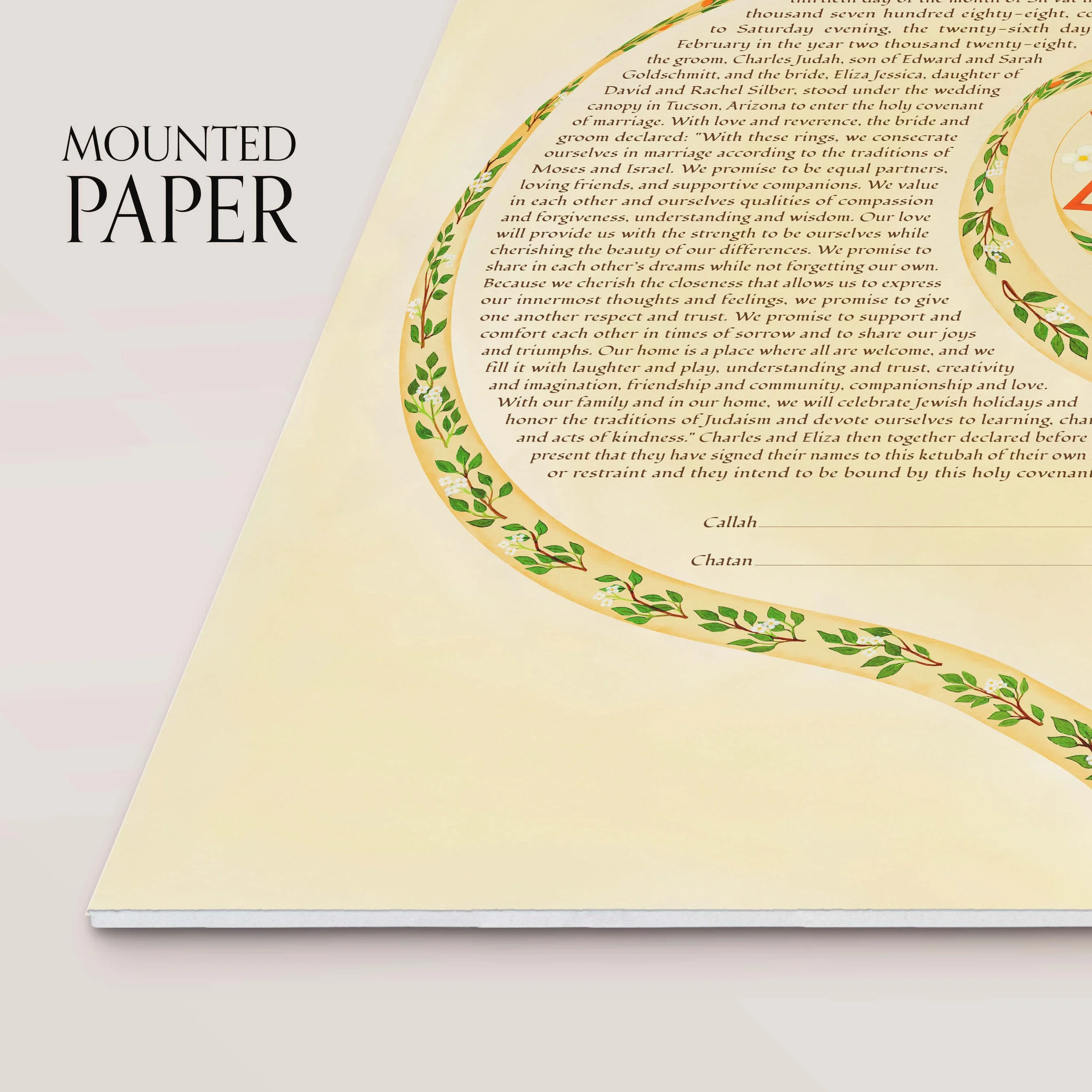 6 orange blossom ketubah mounted paper closeup.jpg