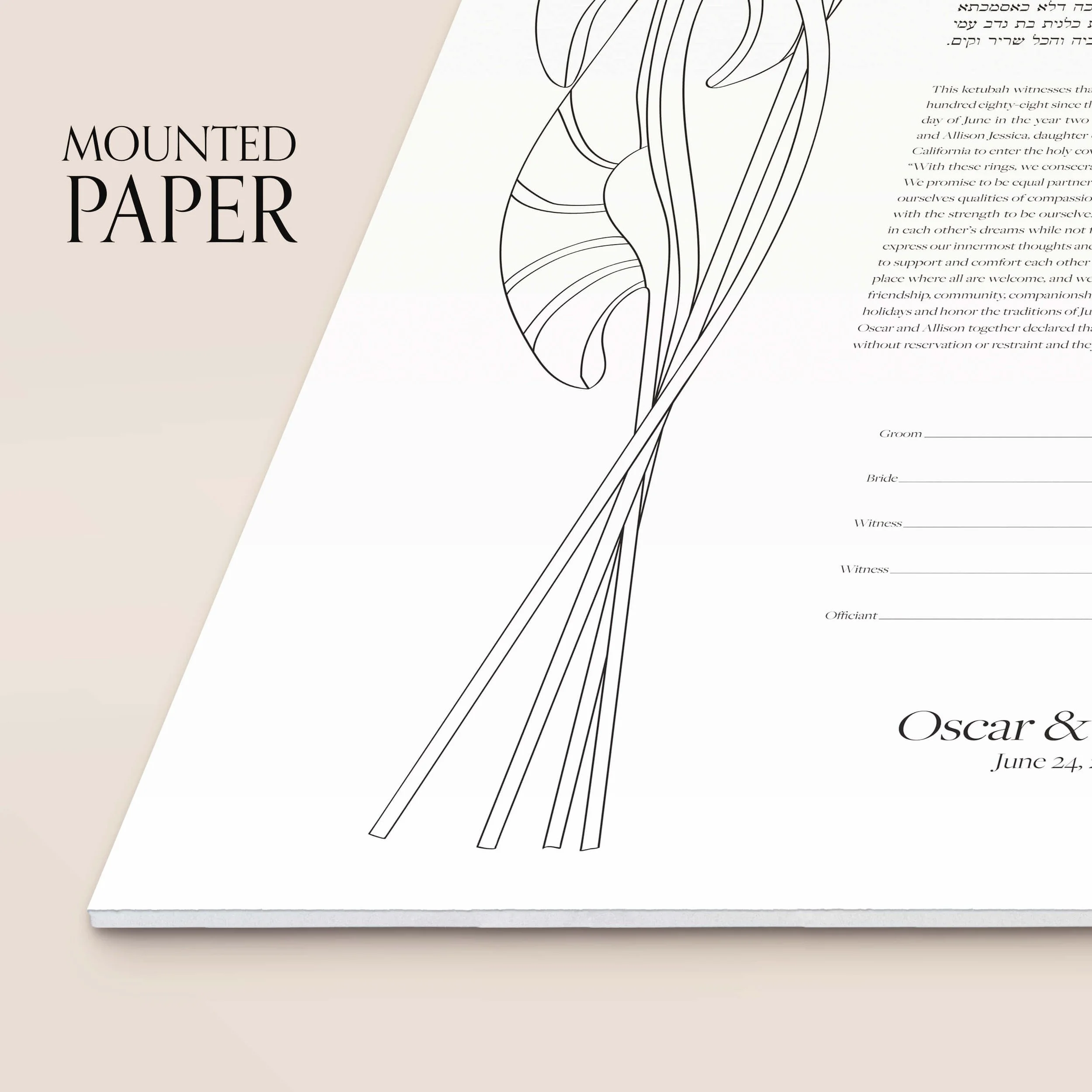 6 cala lilies ketubah mounted paper closeup.jpg