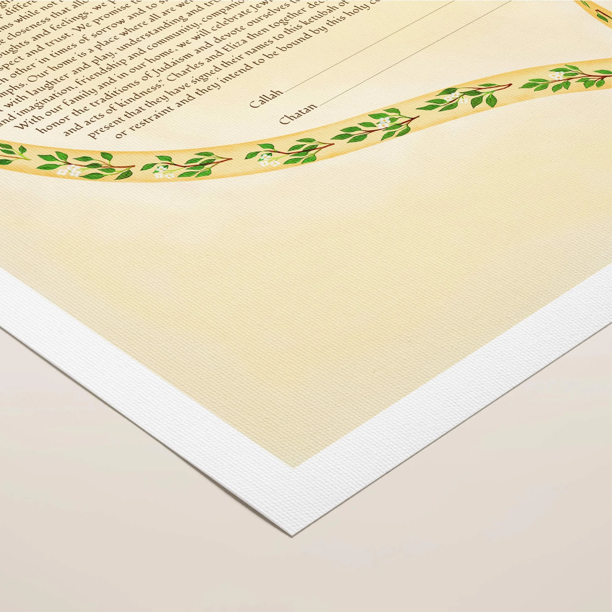 9 A orange blossom ketubah portrait rolled canvas closeup 1.jpg