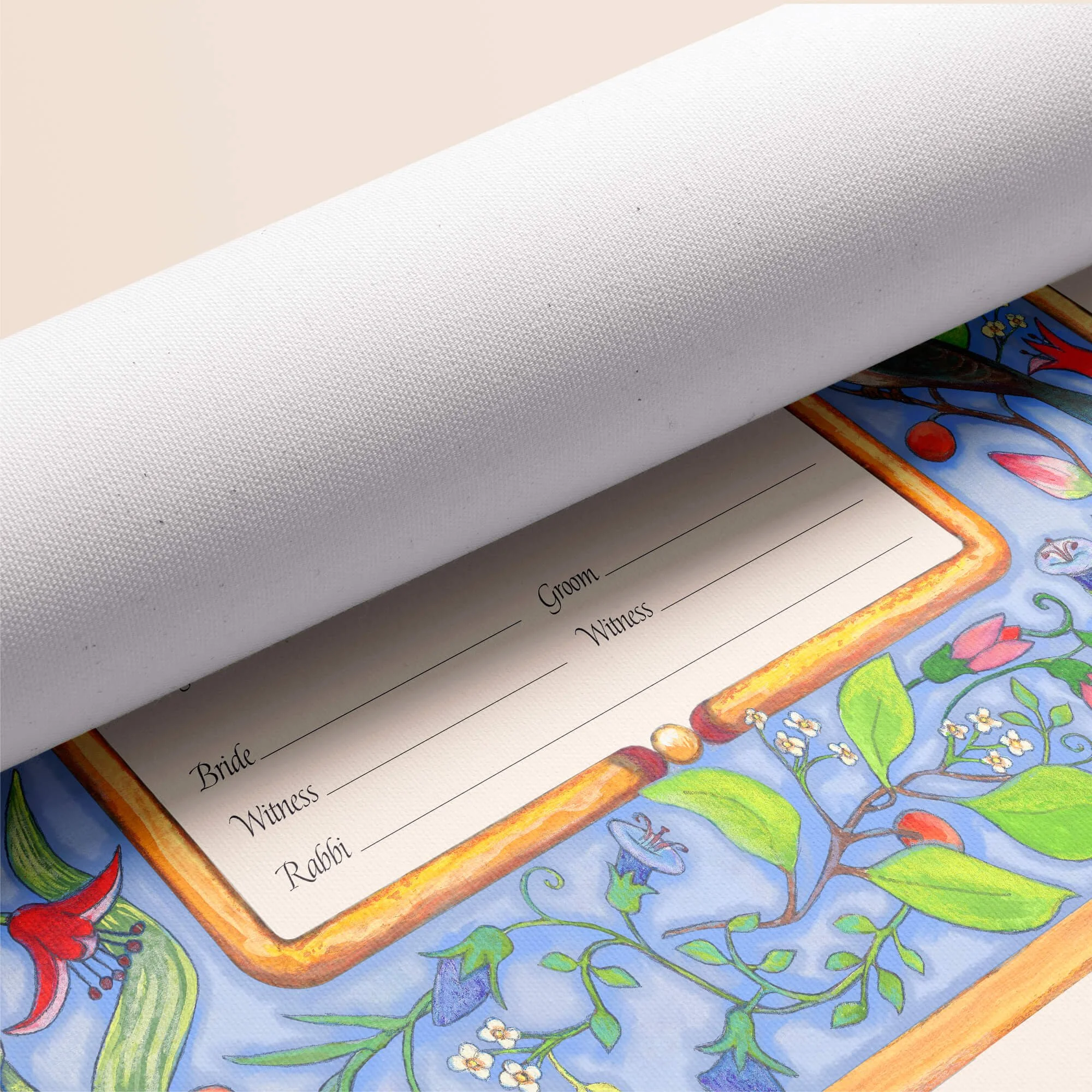 10 little birds ketubah rolled canvas closeup 2.jpg