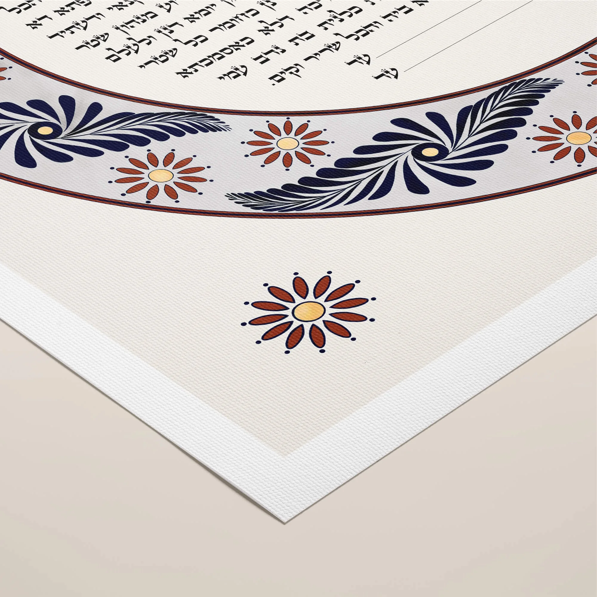 9 A mexican pottery ketubah rolled canvas closeup 1.jpg