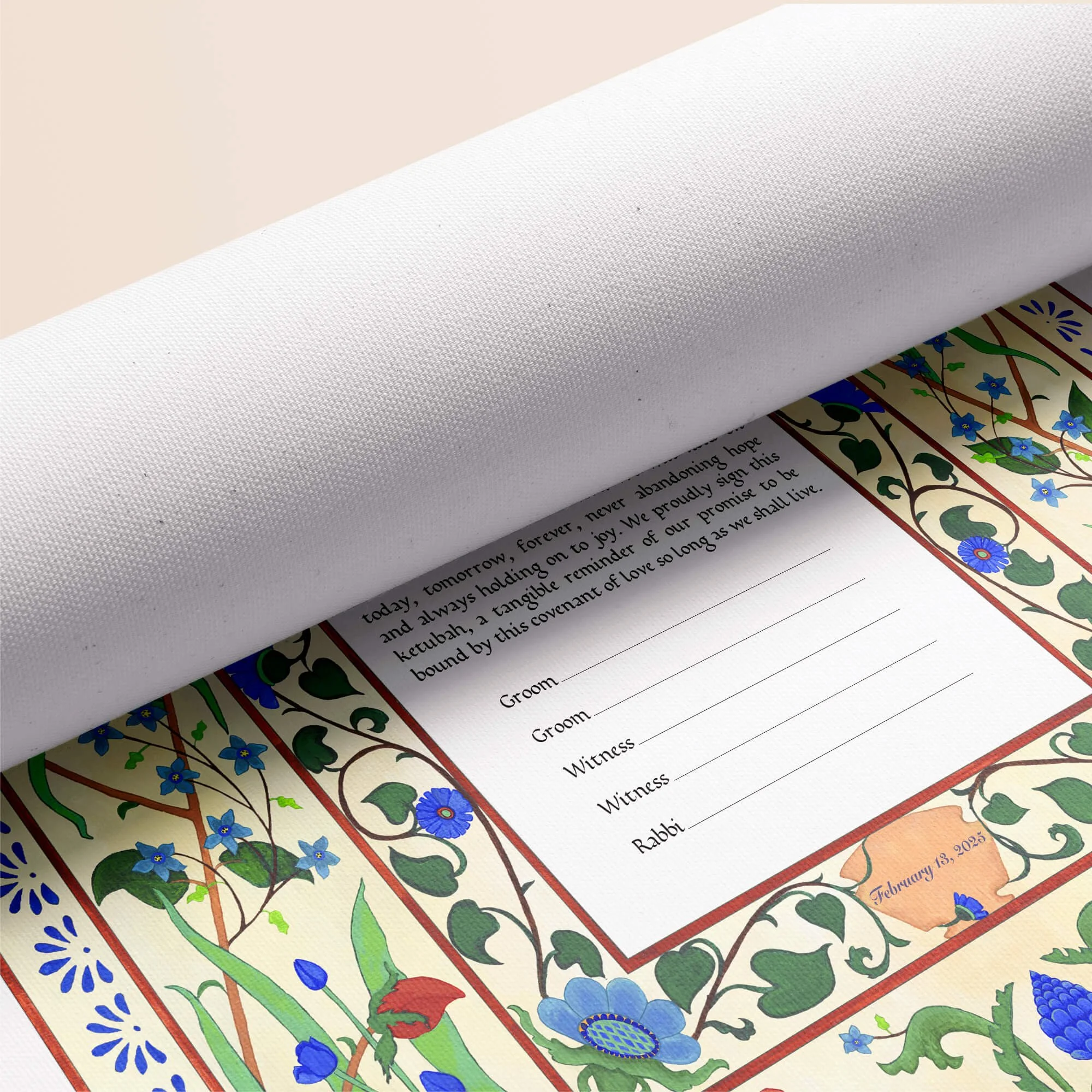 10 home of love ketubah rolled canvas closeup 2.jpg