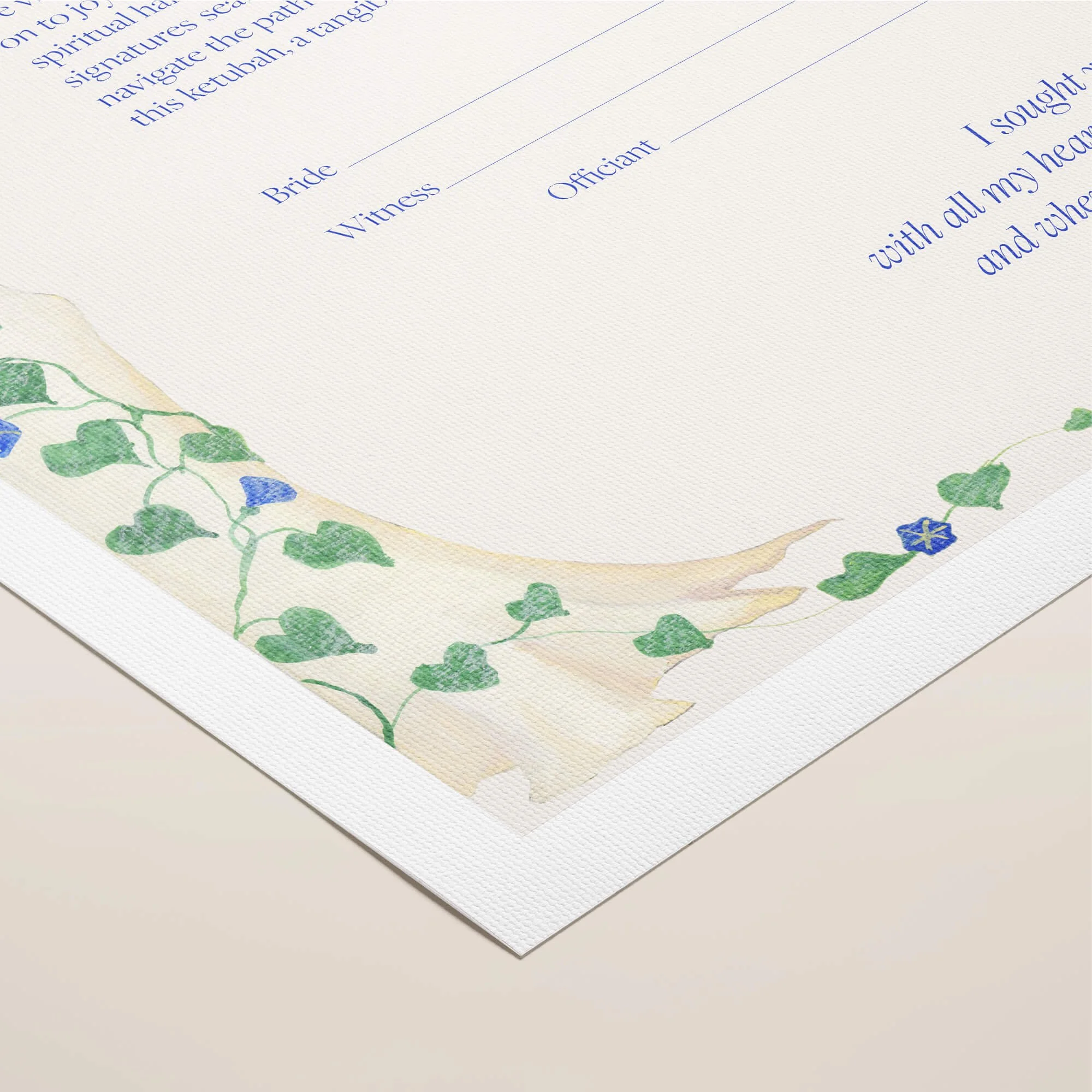 9 A morning glories ketubah rolled canvas closeup 1.jpg