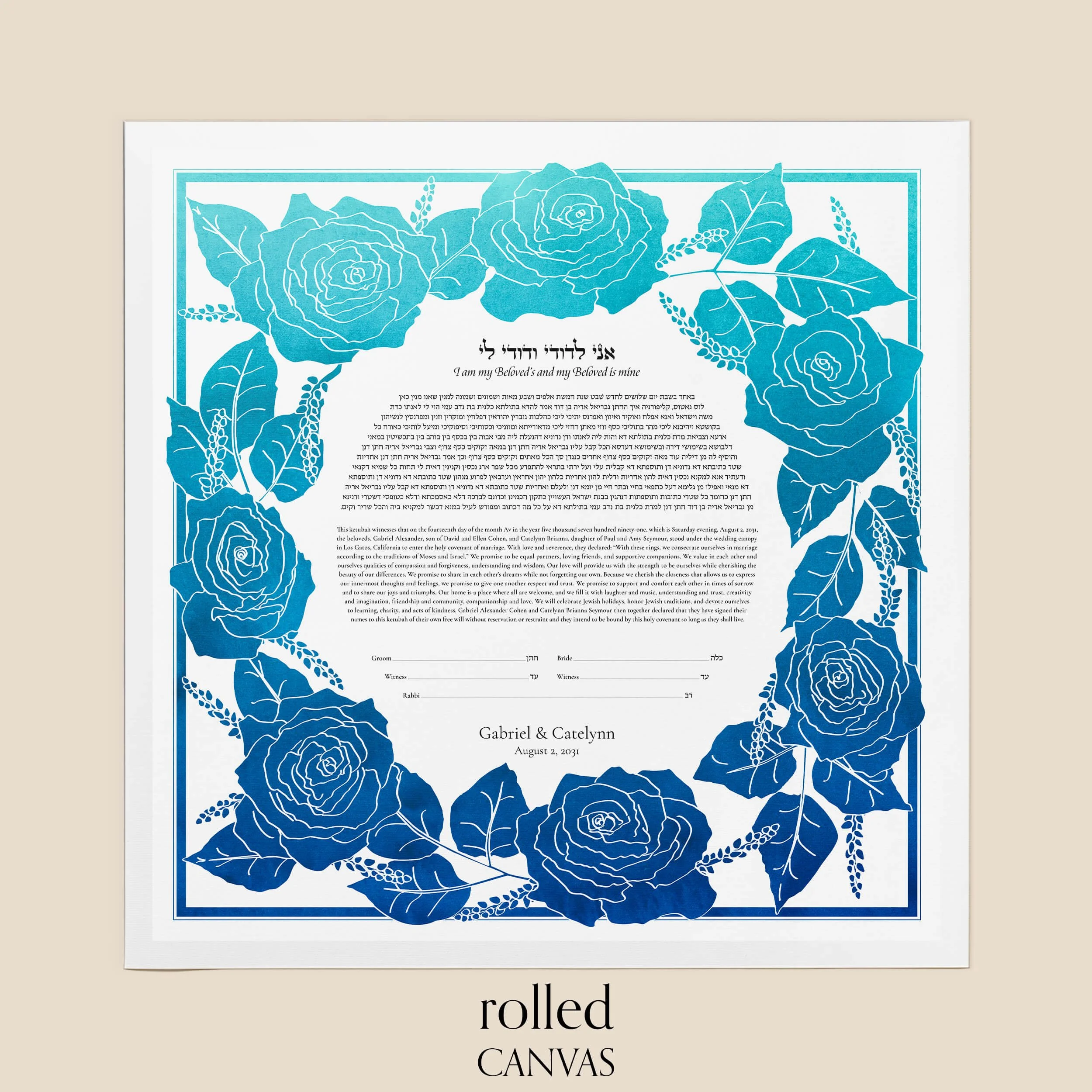 7 Seven Roses Ketubah rolled canvas.jpg