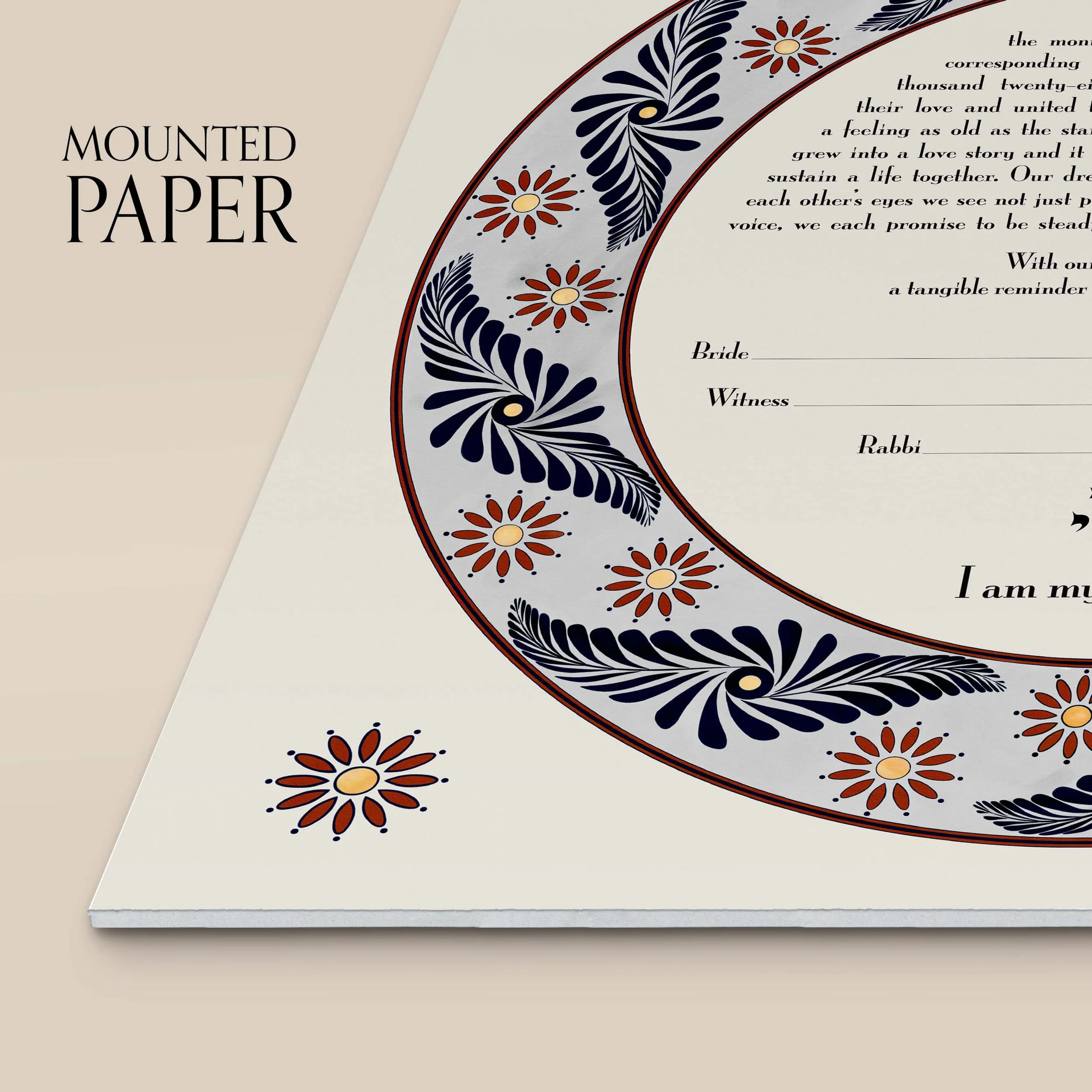 6 mexican pottery ketubah mounted paper closeup.jpg