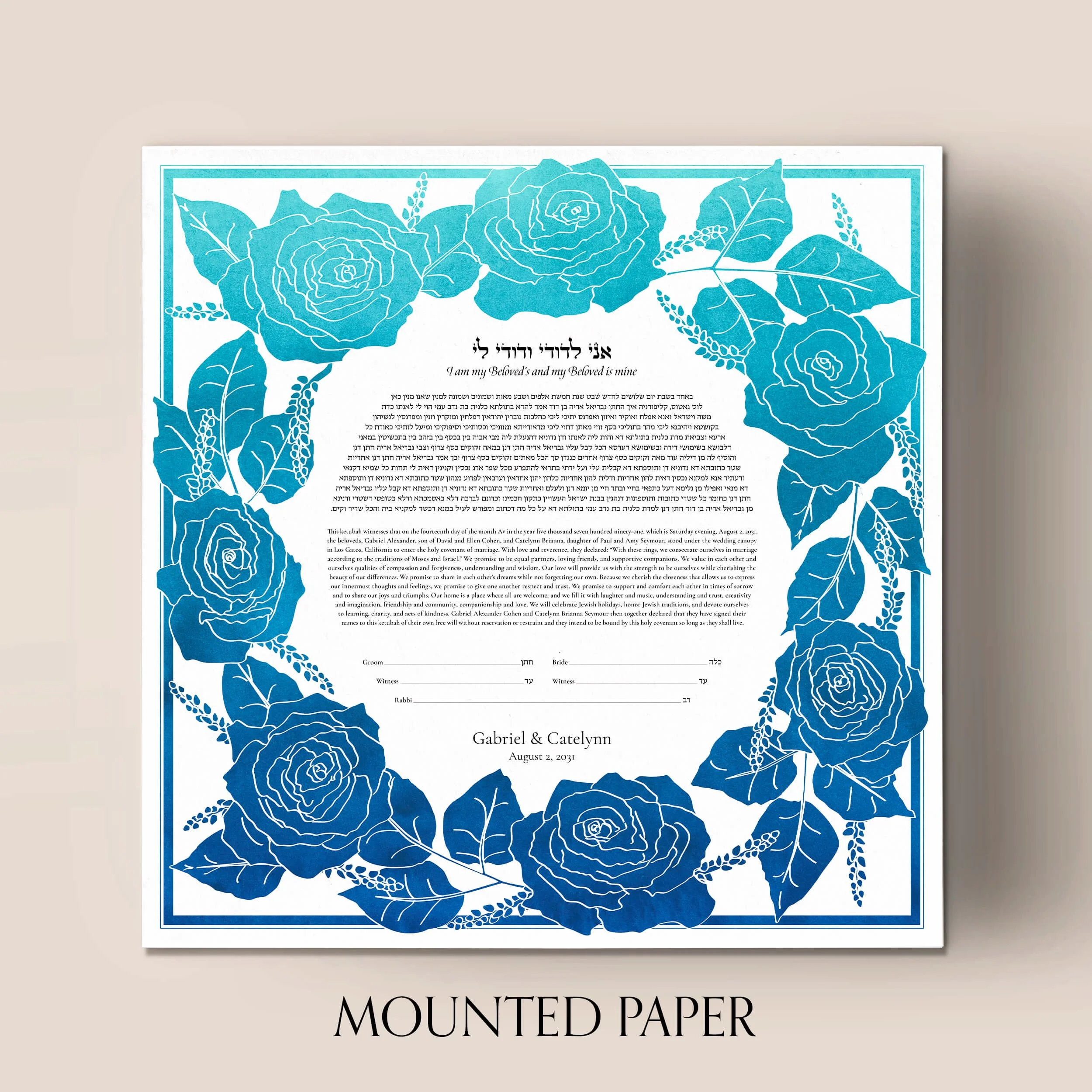 5 Seven Roses Ketubah mounted paper.jpg