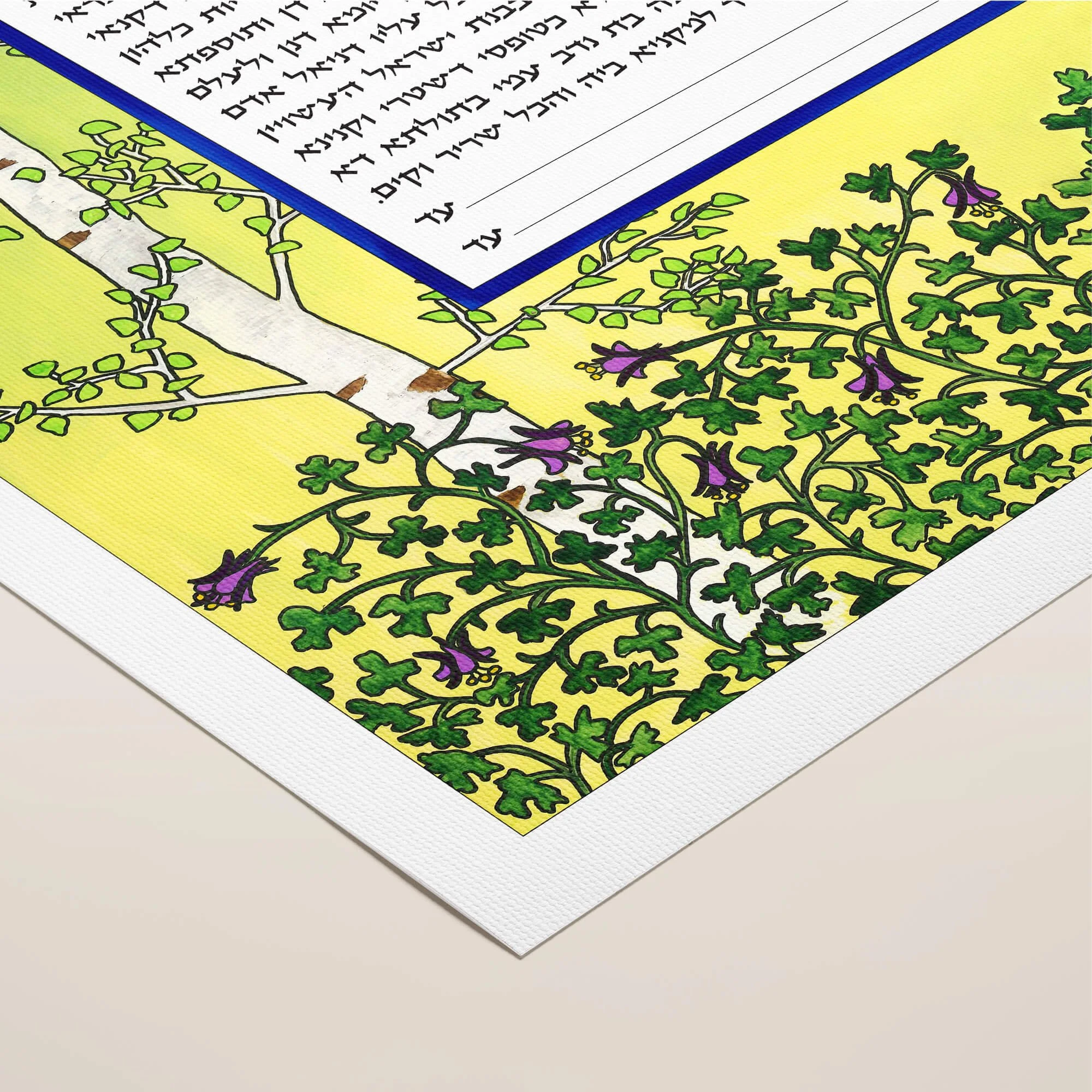 9 A raise my eyes ketubah portrait rolled canvas closeup 1.jpg