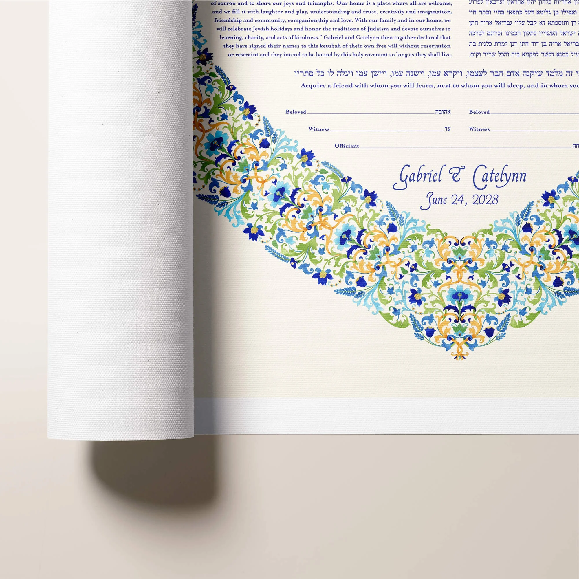 9 florentine heart ketubah rolled canvas closeup 1.jpg
