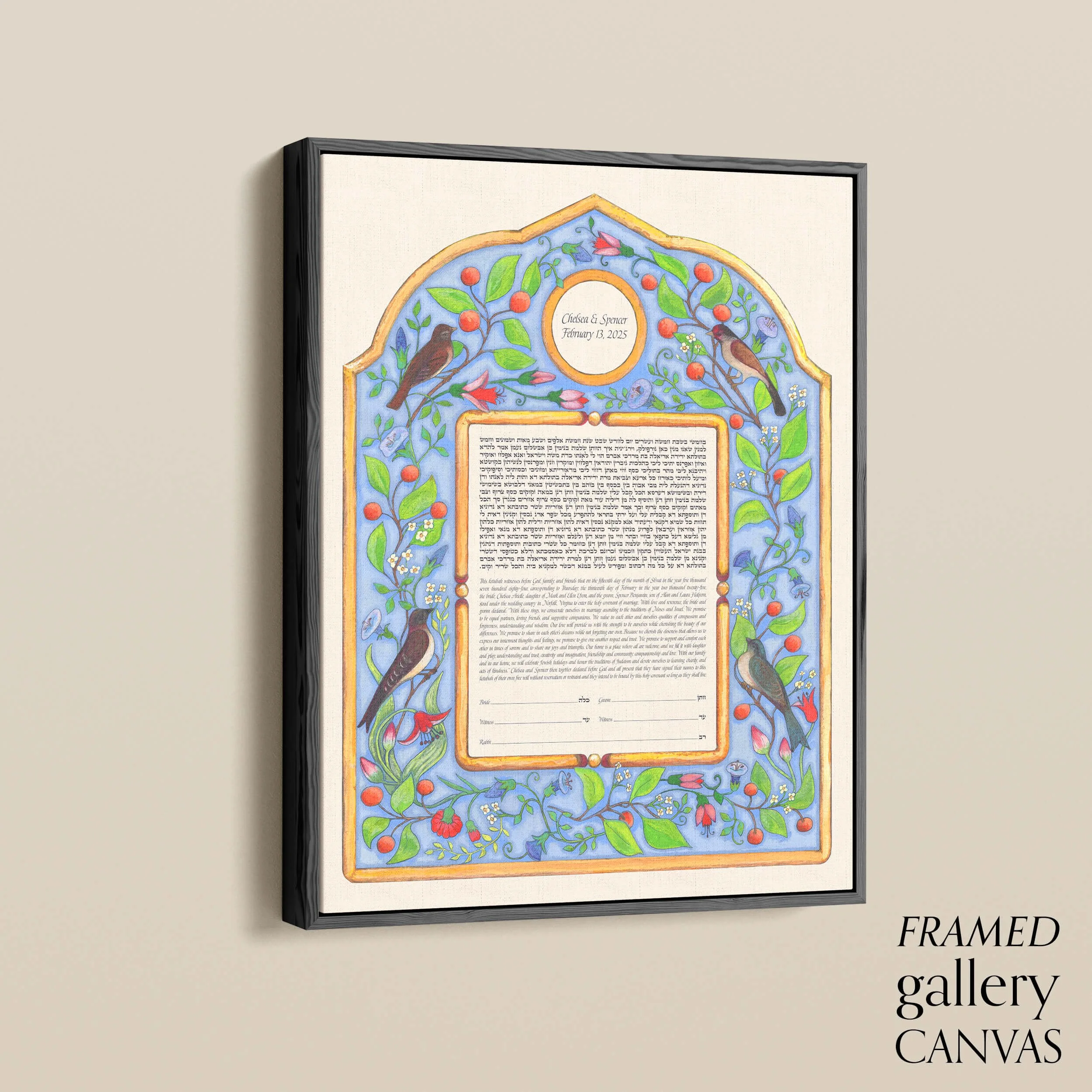 14 little birds ketubah angle float frame.jpg