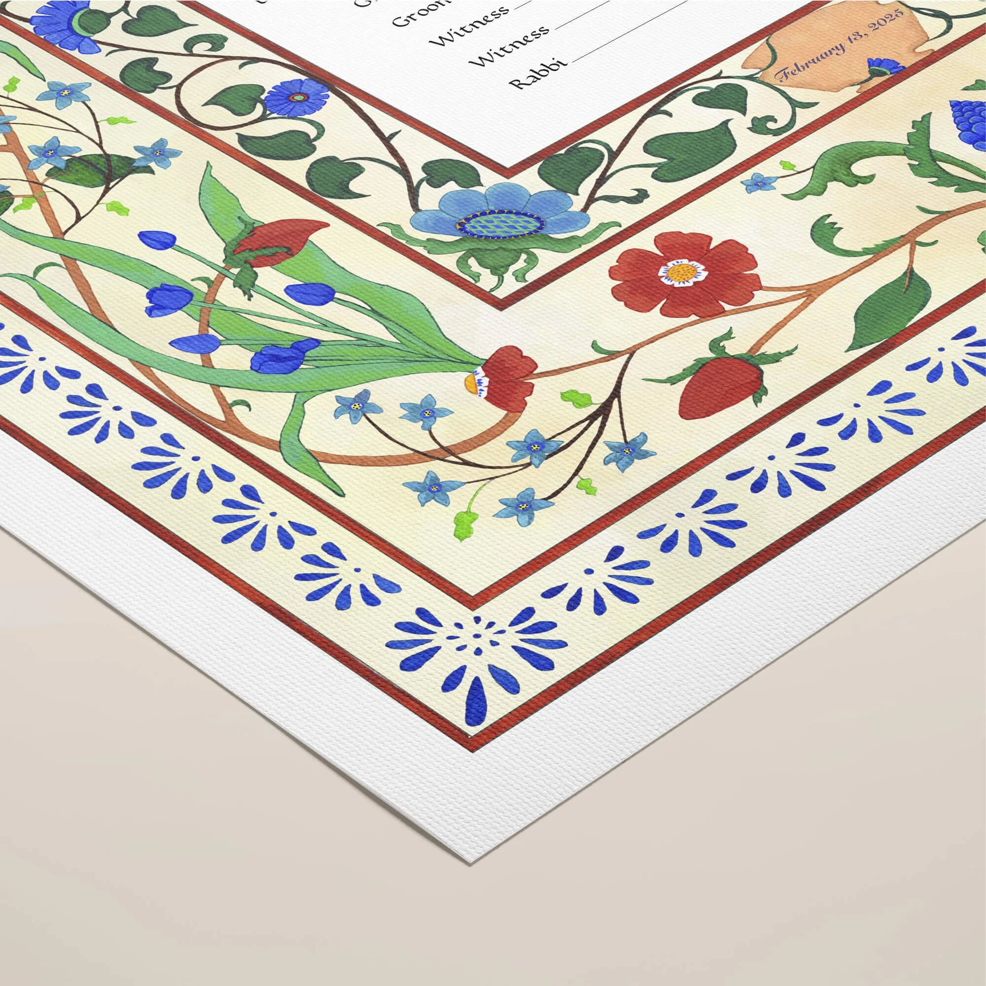 9 A home of love ketubah portrait rolled canvas closeup 1.jpg
