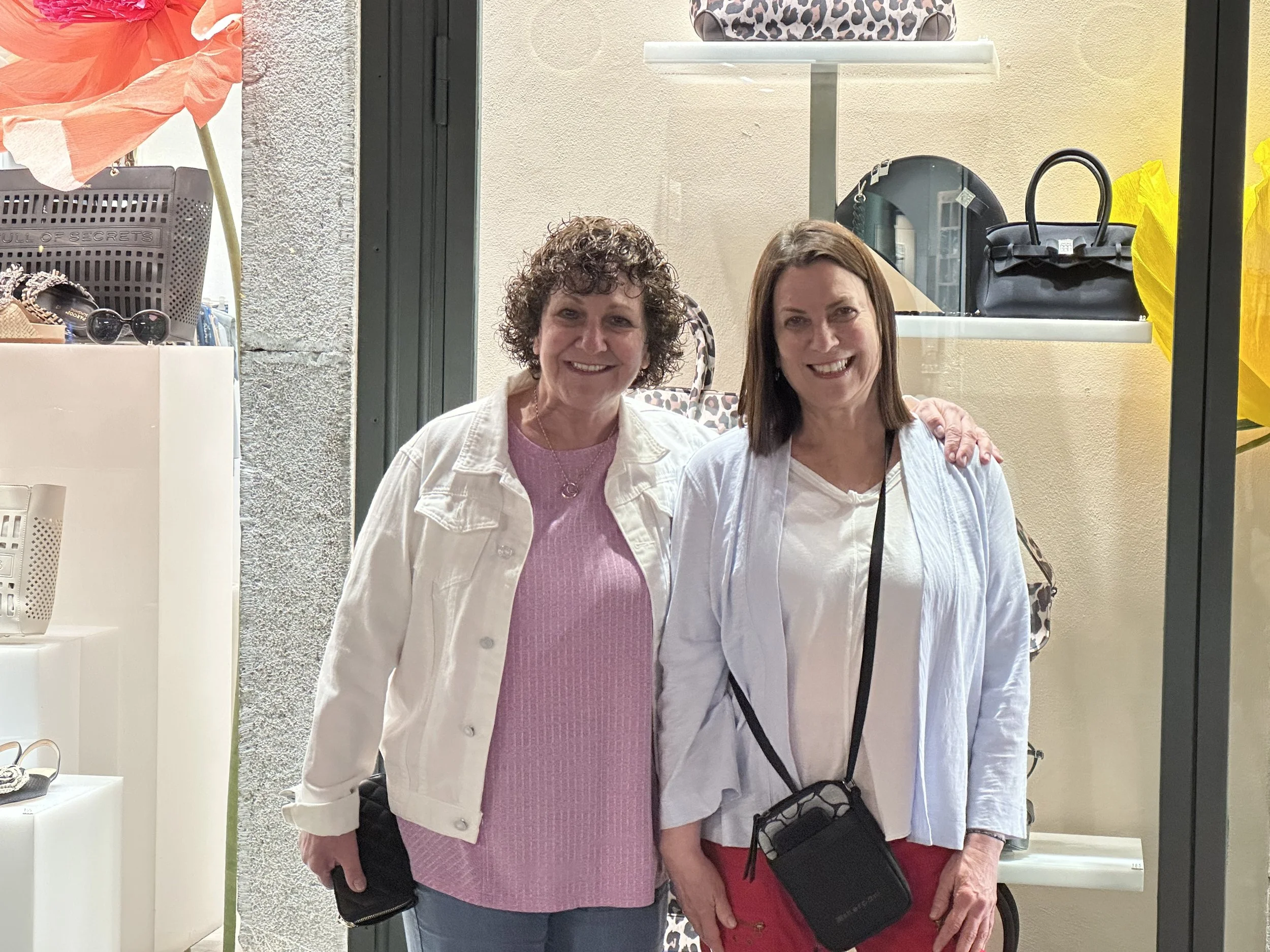 2 sisters, Sandy and Helene, at the sister store, Sorrelle Mazzullo in Taormina.