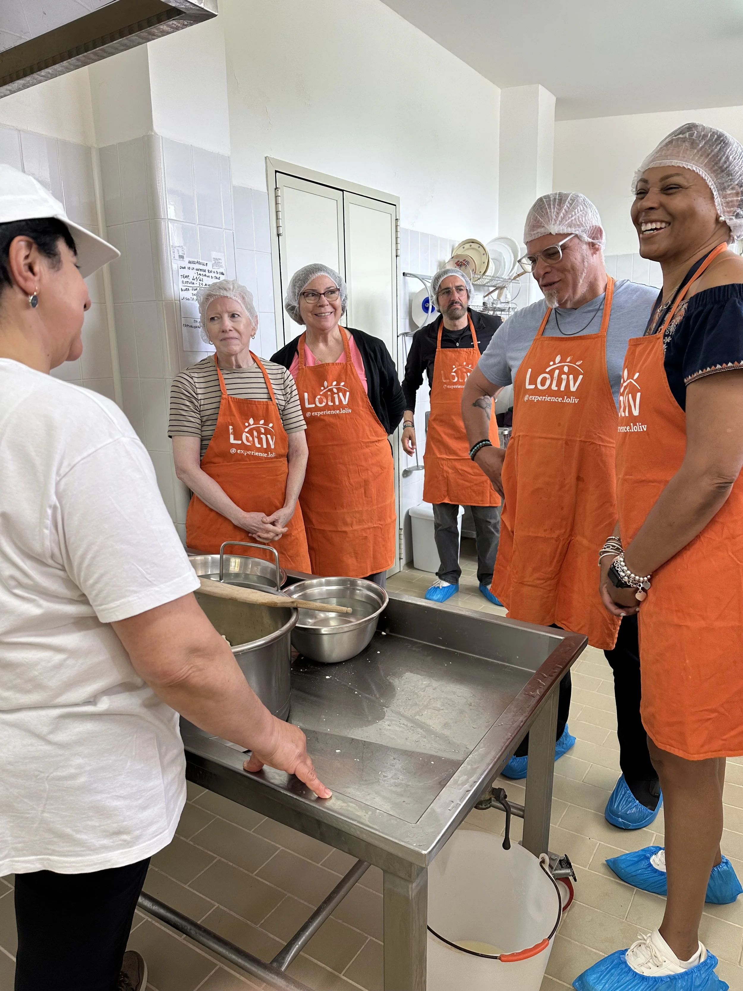 Making mozzarella in Loliv Cheese factory in Putignano