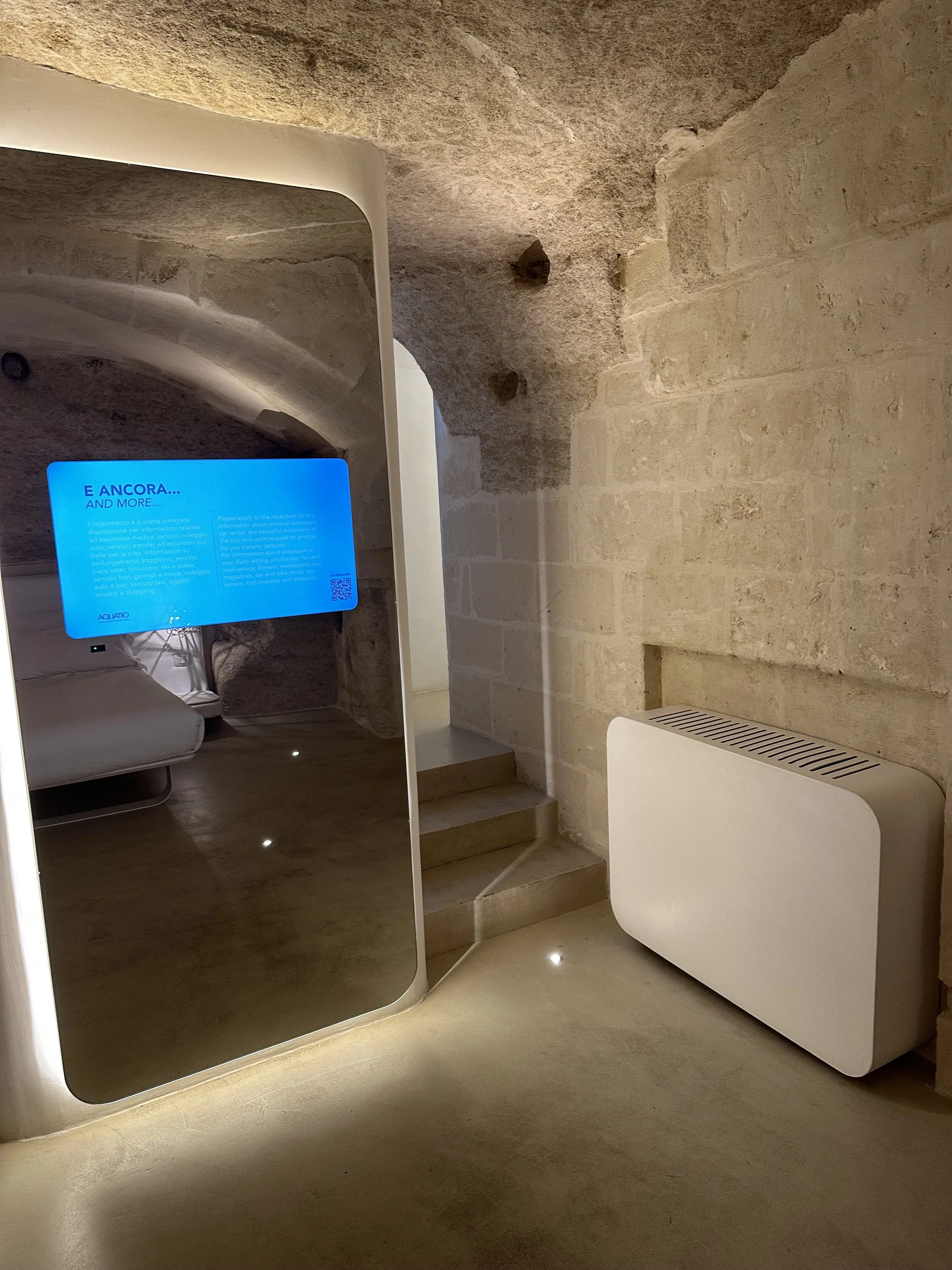 My room at the Aquatic Cave Luxury Hotel and Spa in Mattera