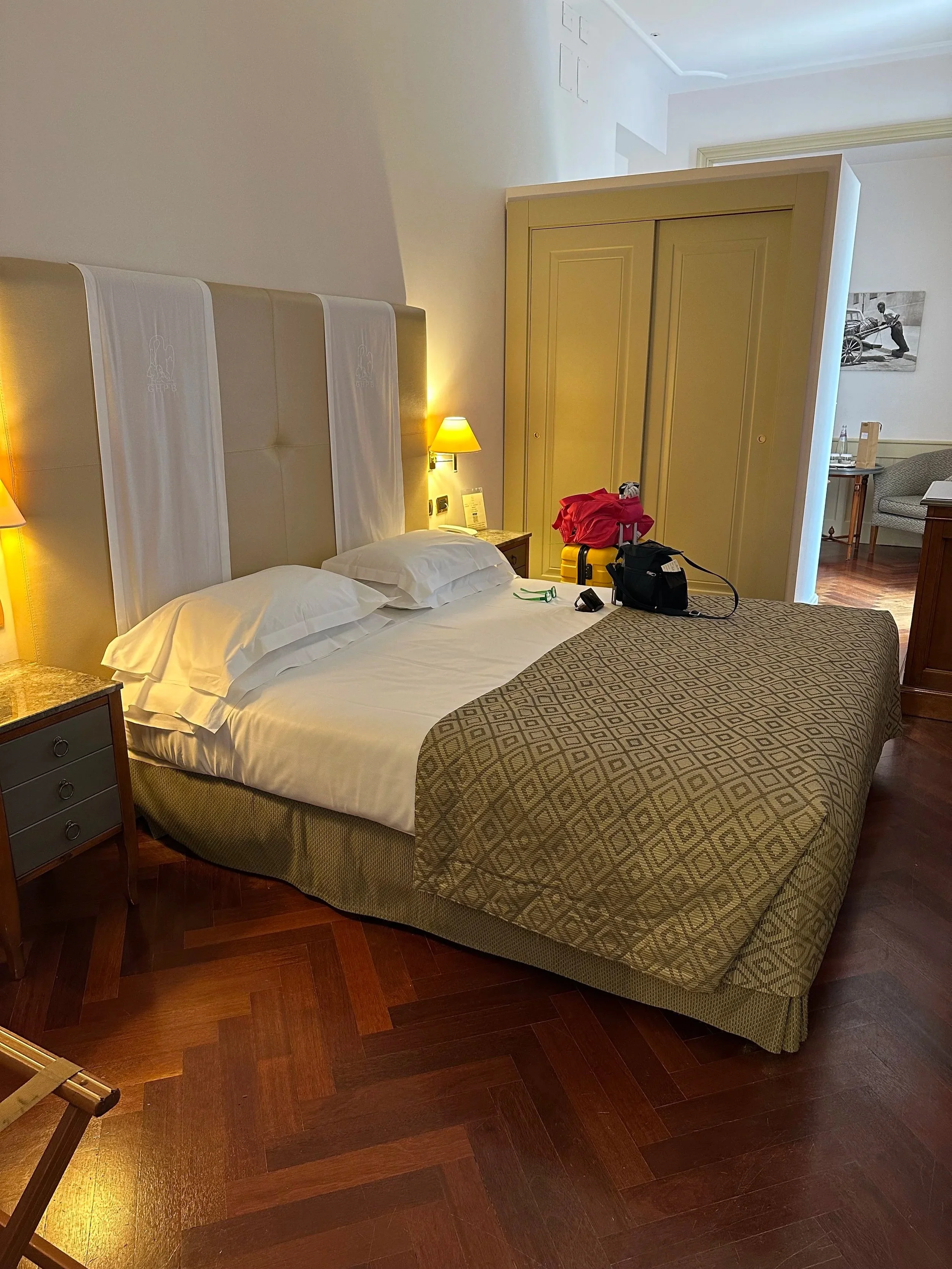 My room at the Grand Hotel Piazza Borsa in Palermo
