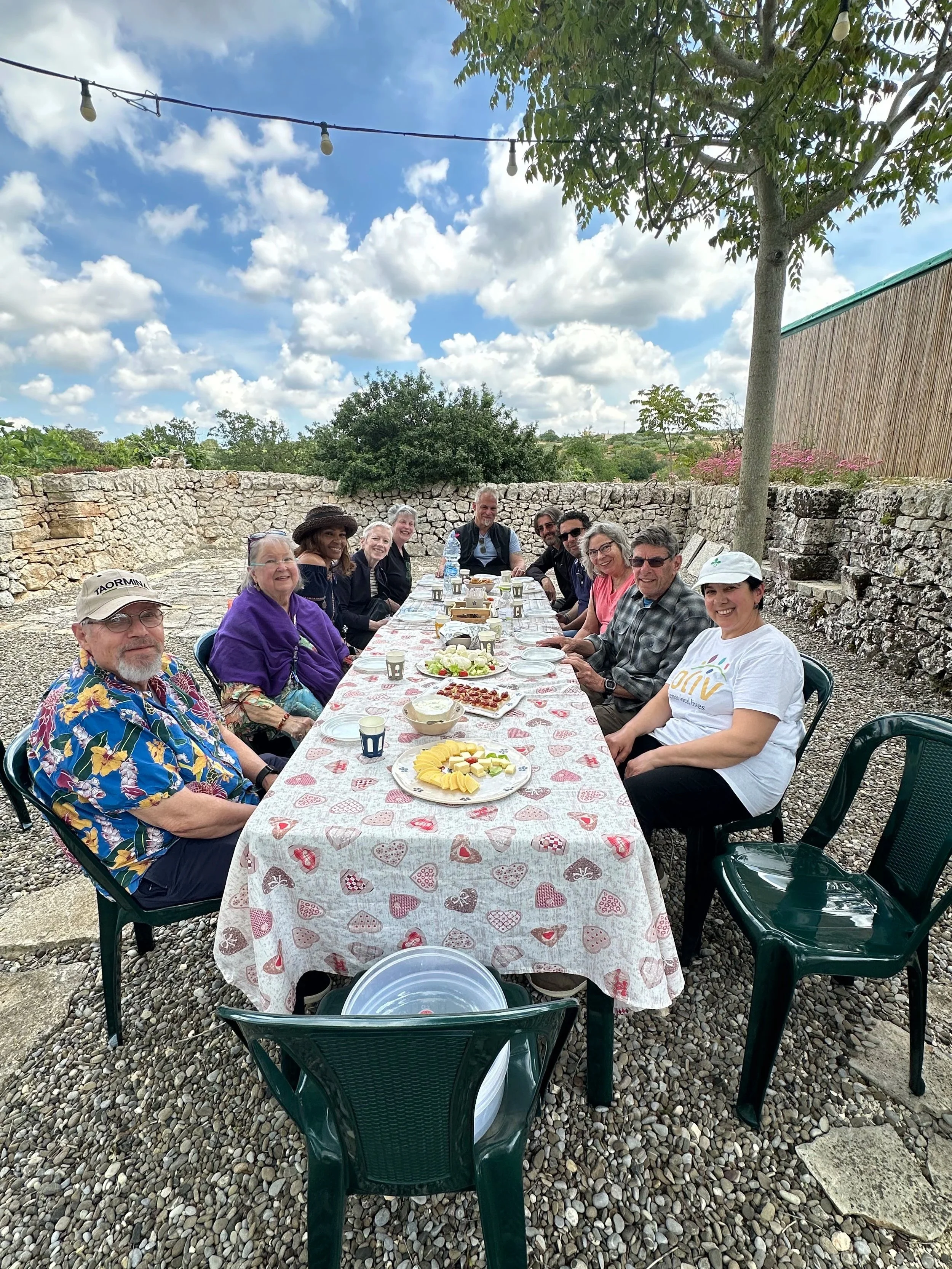 Enjoying a fabulous lunch after making our cheese