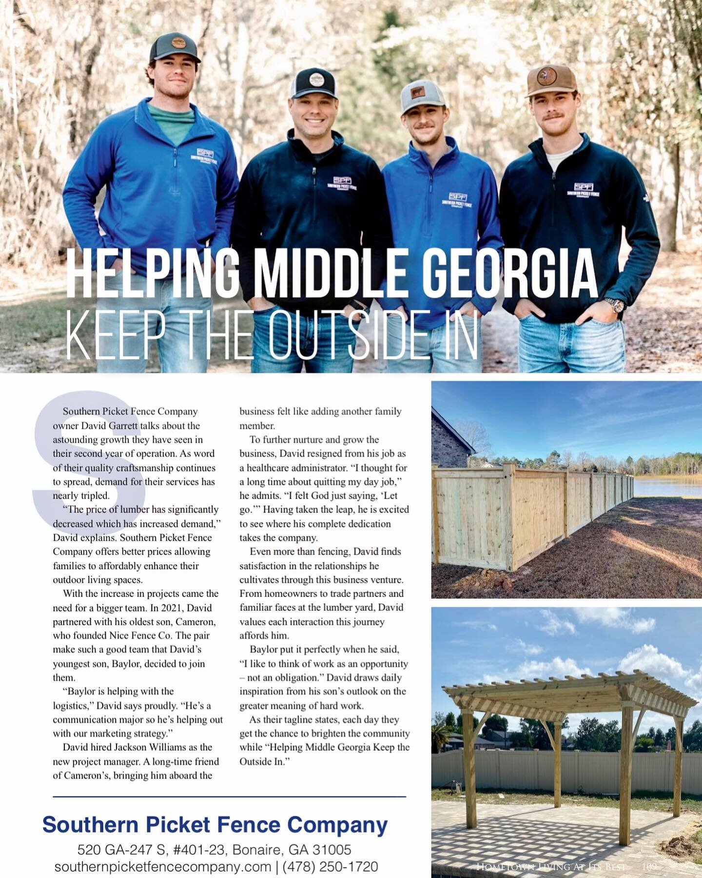 Helping Middle Georgia Keep The Outside In ✨

Southern Picket Fence Company offers better prices allowing families to affordably enhance their outdoor living spaces. 

As their tagline states, each day they get the chance to brighten the community wh