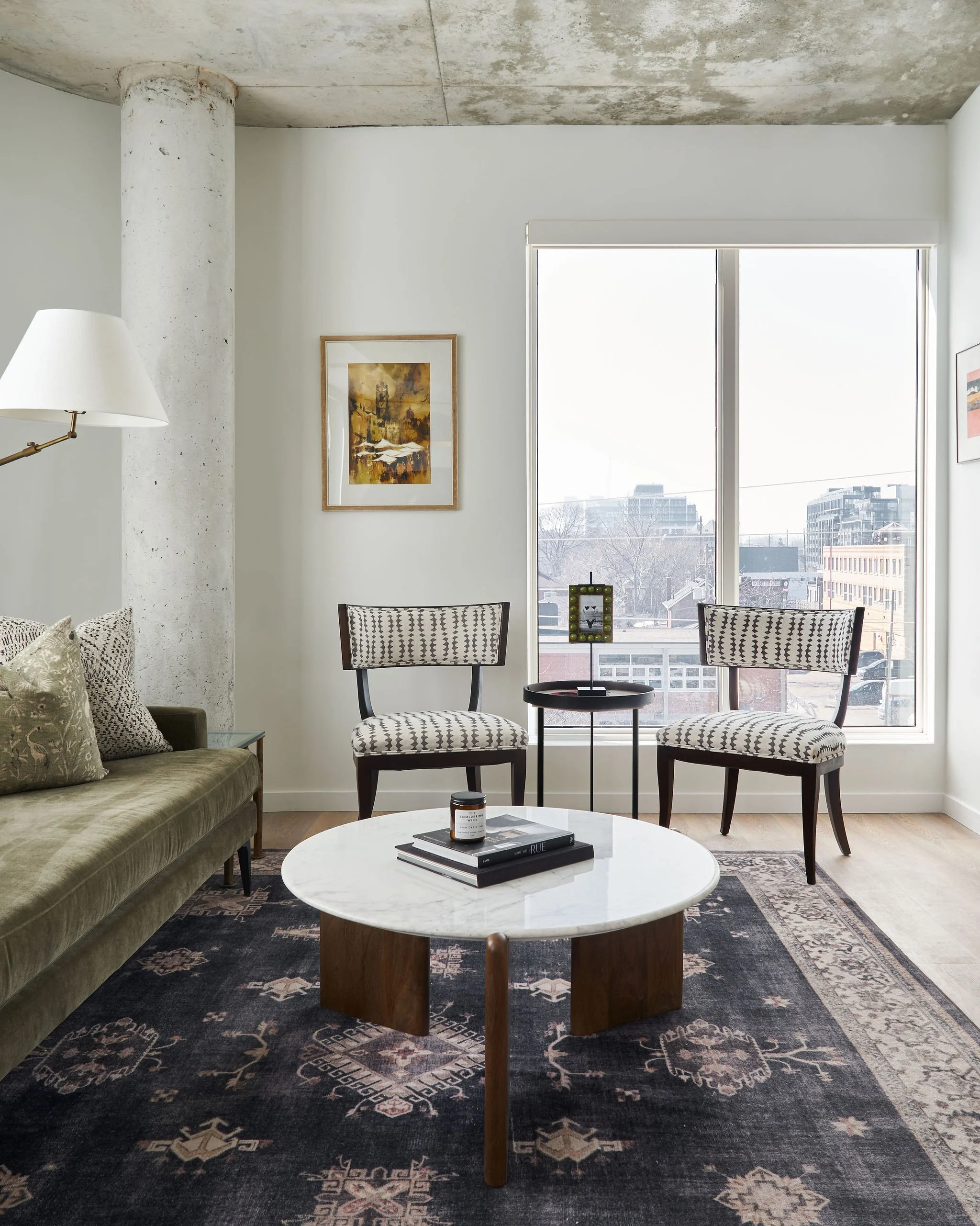 Modern upholstery clads beautiful antique chairs. 