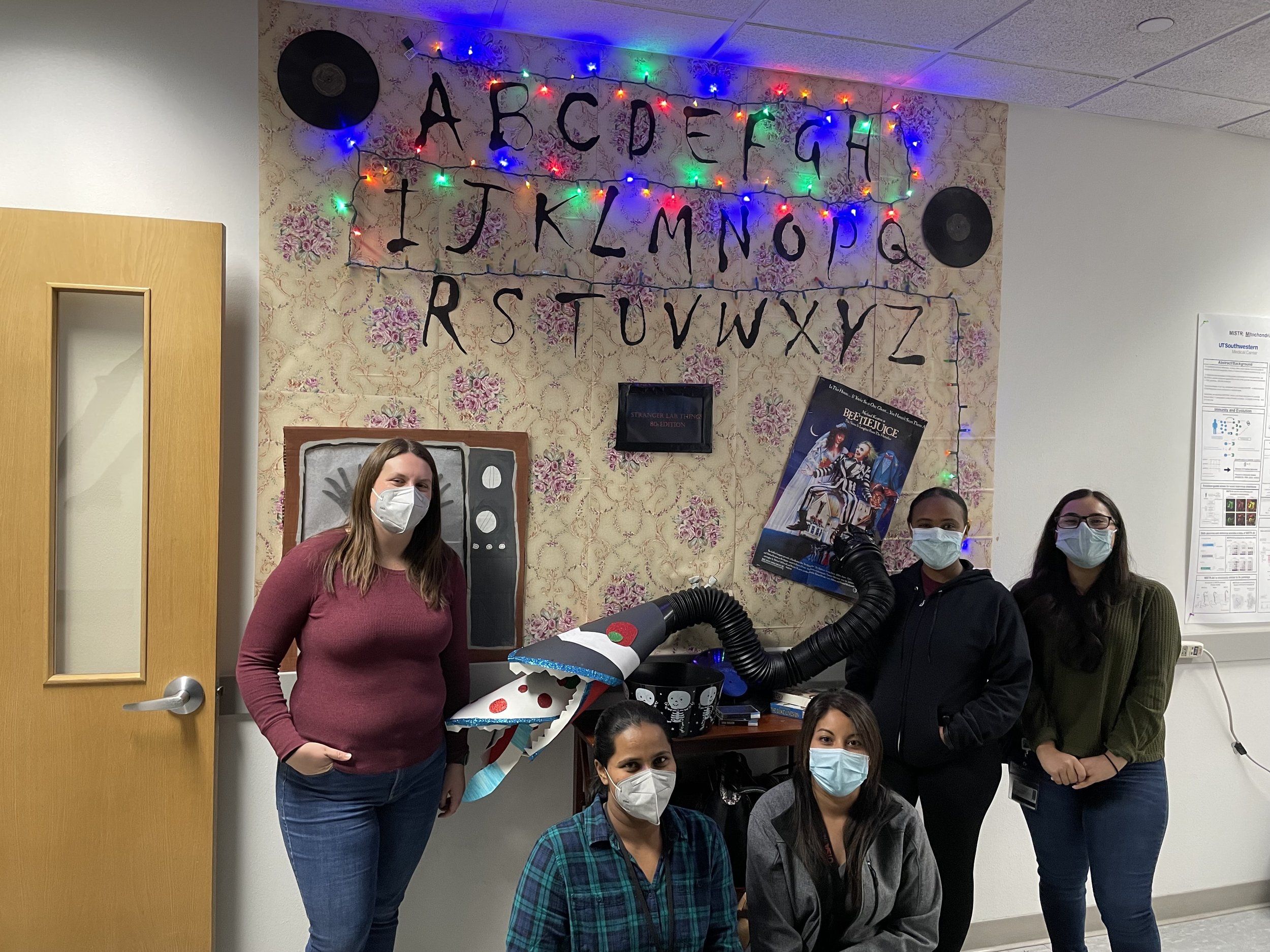 Some of the Hancks Lab in front of our decorations