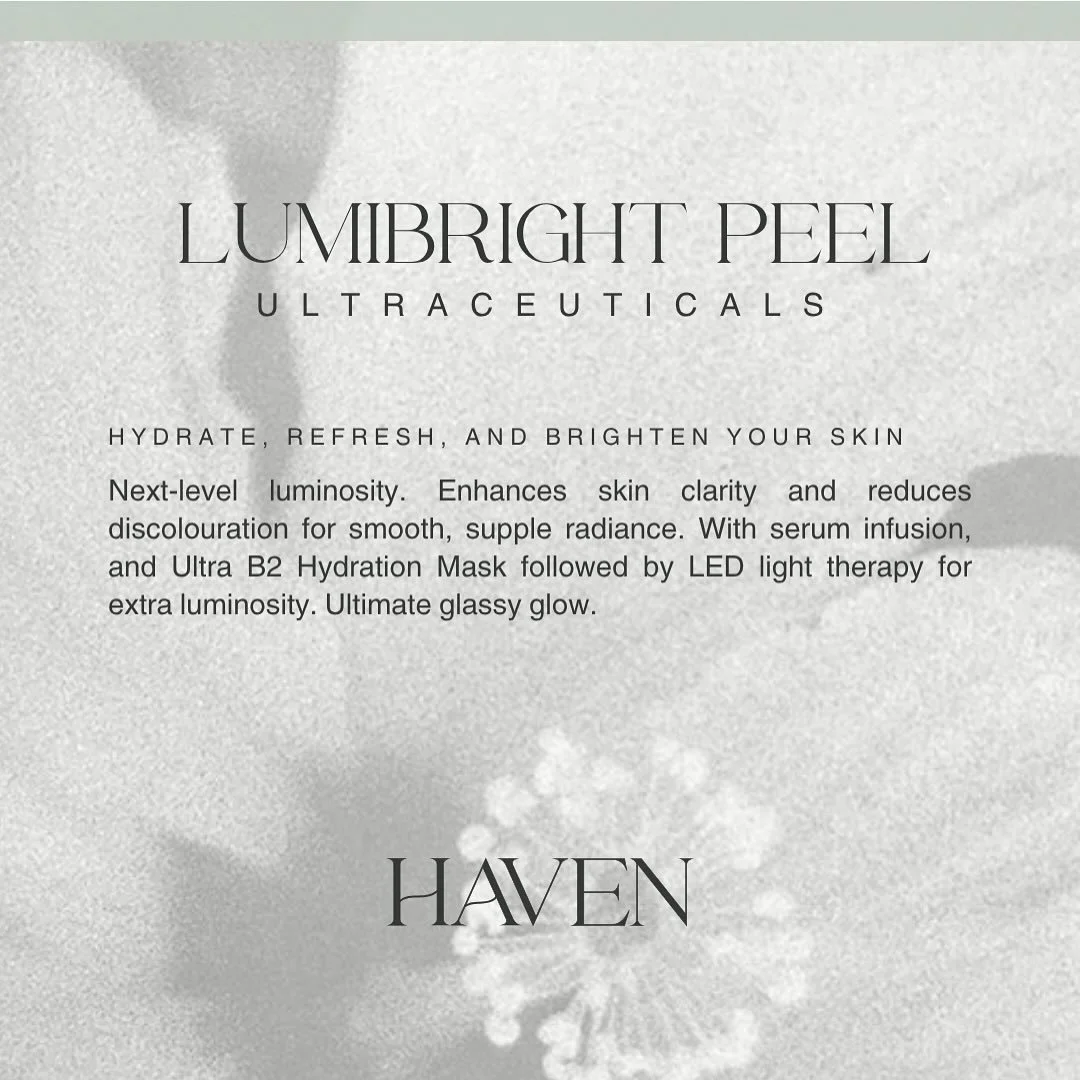 Discover our new facial treatments at Haven 🌿

Introducing Ultraceuticals peels! Find a peel suitable for your skin type and book now to experience your next glowing facial 🤍

www.havenbeautyandwellness.co.nz