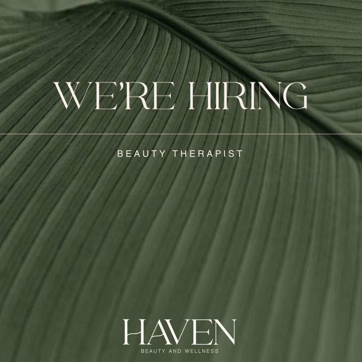 Haven is excited to announce that we are hiring and looking to welcome a few new team members. We&rsquo;re seeking individuals who are passionate about wellness and skincare, committed to helping our business grow, and thrive in a team environment. B