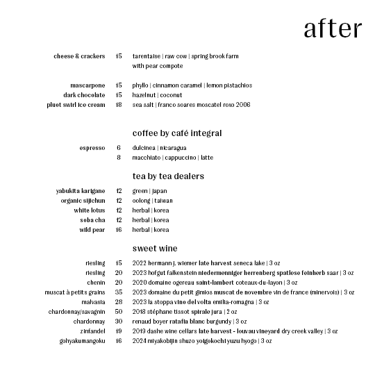 image of dessert menu