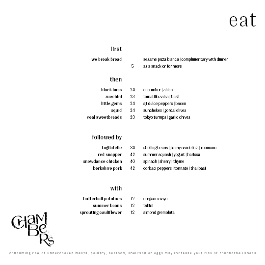 image of dinner menu