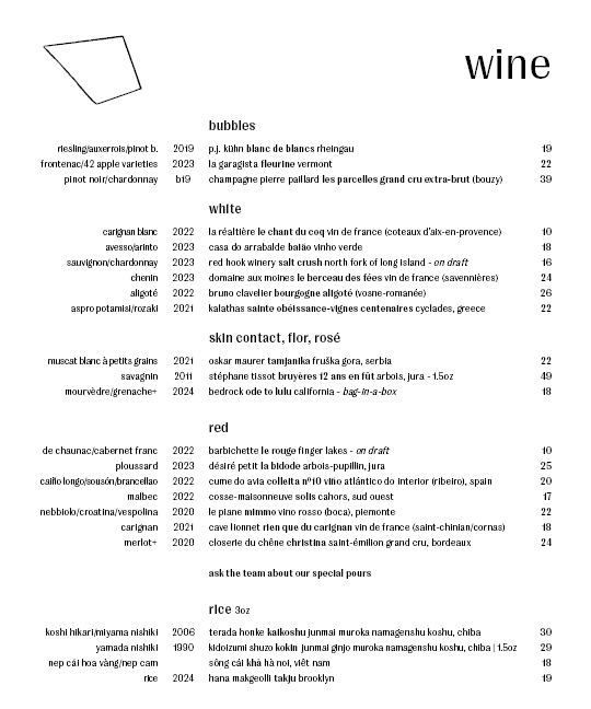 image of wine list