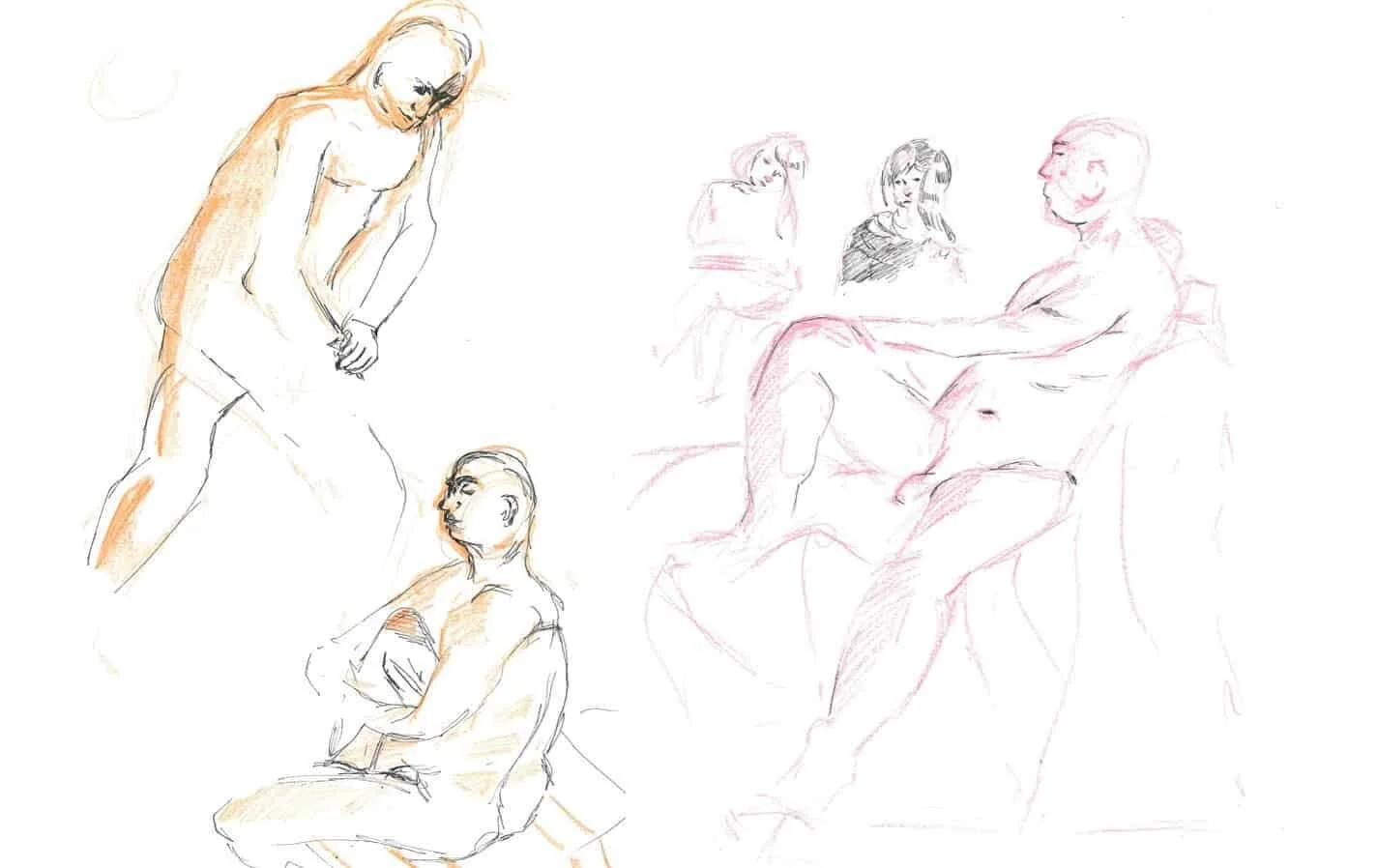 DFA Life Drawing Sessions: Final Part

My final set of lifedrawings are some of my more recent ones where I've tried to use a combination of what I've been using over the past few months in DFA lifedrawing. I feel like keeping with the colouring penc