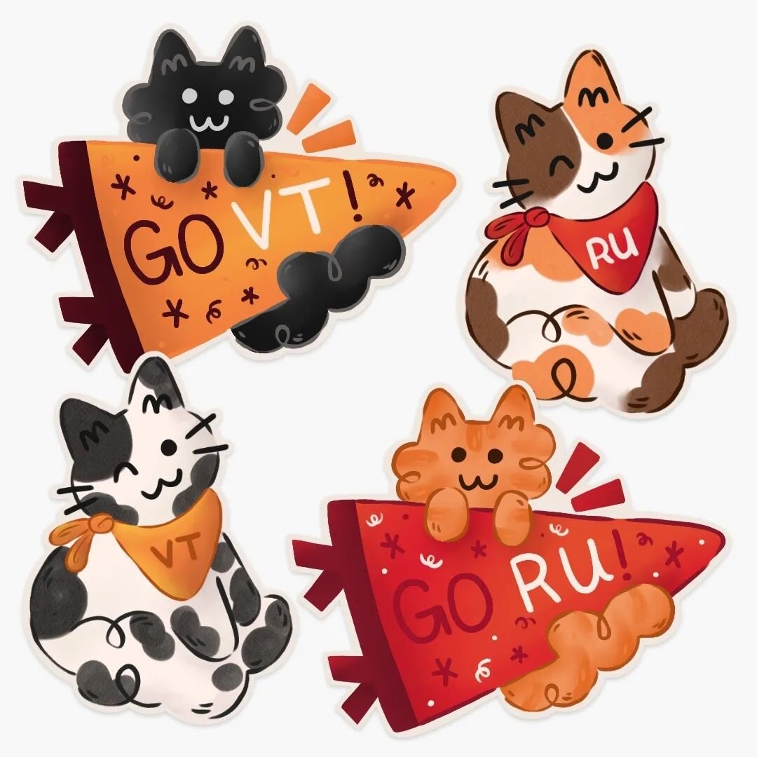 Welcome our ✨NEWLY REDESIGNED✨ college kitties!

We are so excited to finally be able to share these adorable college kitties with you! 💕 They are perfect for brightening up your laptop, water bottle, notebook, car, or any other surface that could u