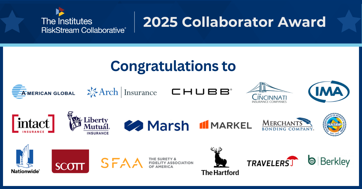 The Institutes RiskStream’s 2025 Collaborator Award Recipients